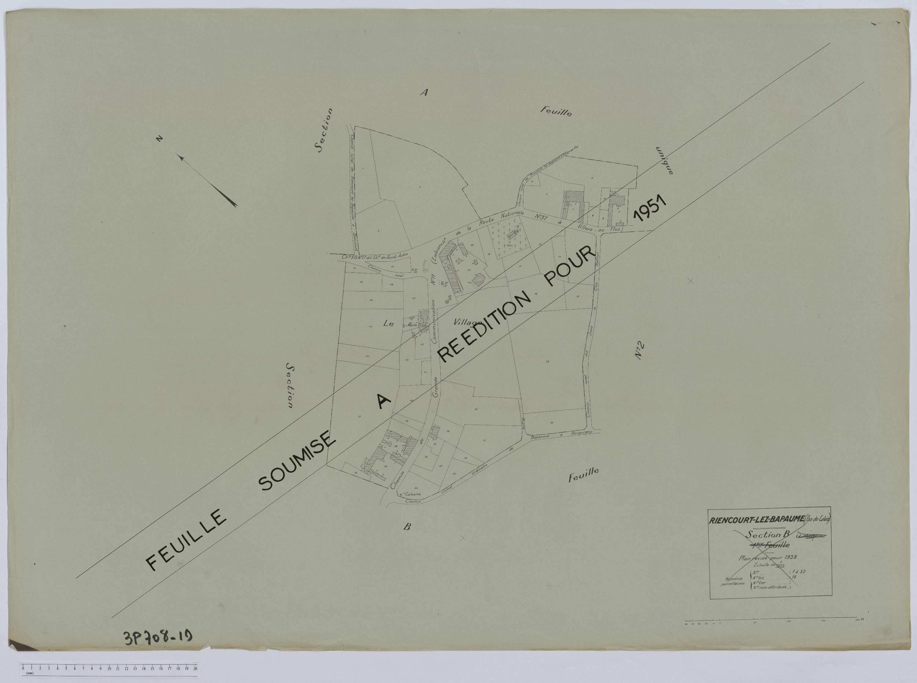Riencourt-lès-Bapaume - Section B, feuille 1.