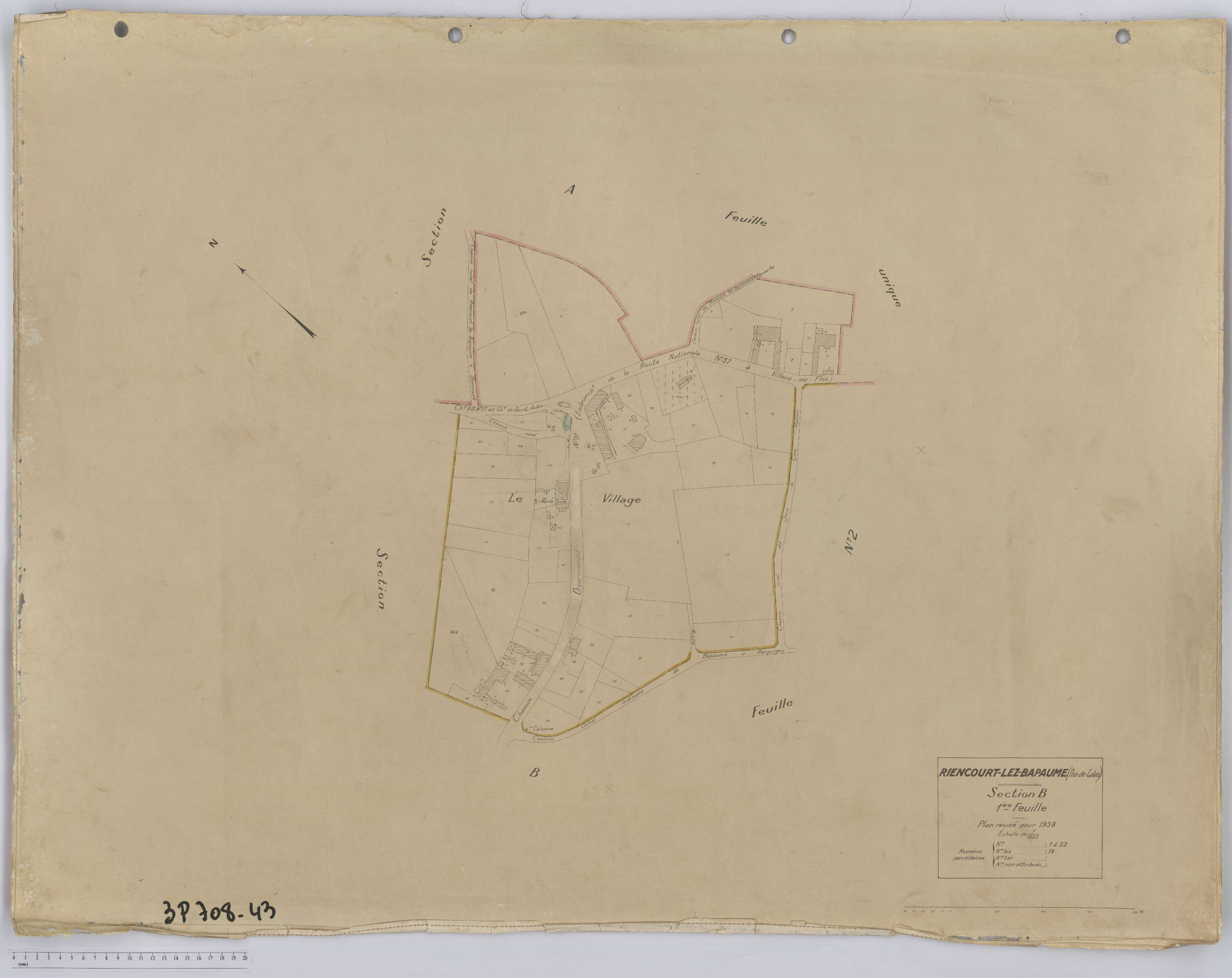 Riencourt-lès-Bapaume - Section B, feuille 1.