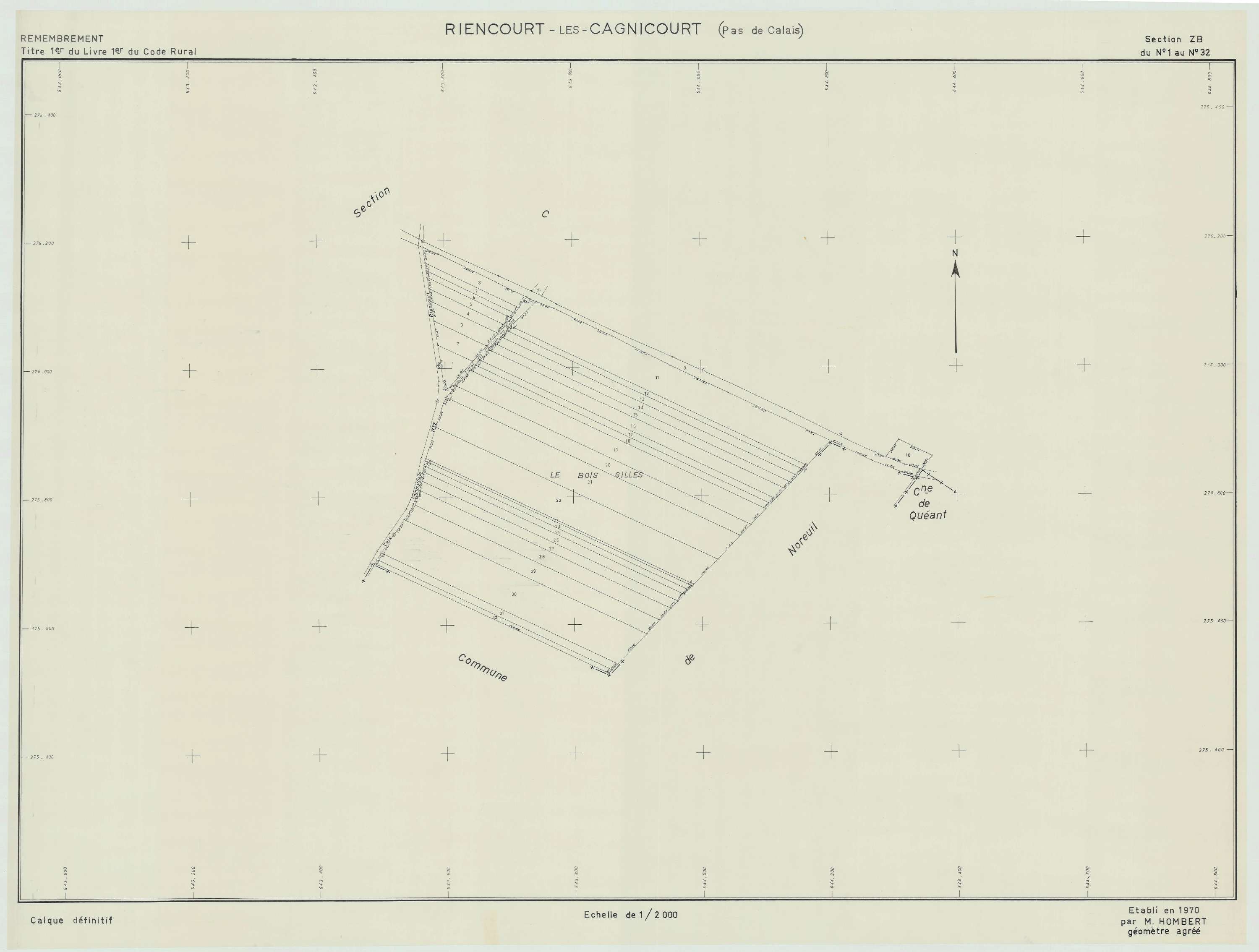 Riencourt-lès-Cagnicourt - Plan de remembrement : section ZB.