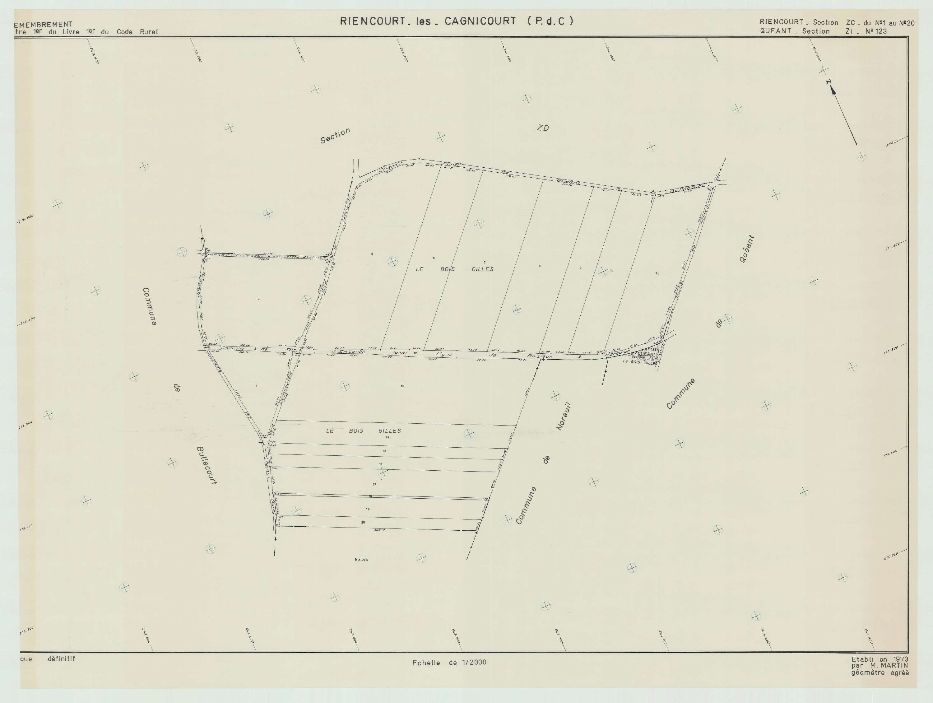 Riencourt-lès-Cagnicourt - Plan de remembrement : section ZC.
