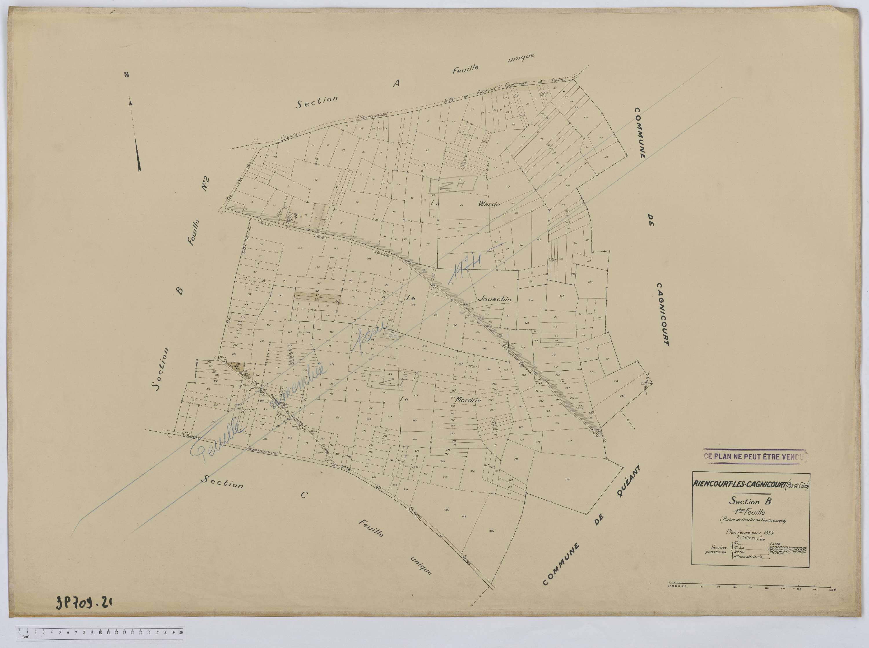 Riencourt-lès-Cagnicourt - Section B, feuille 1.