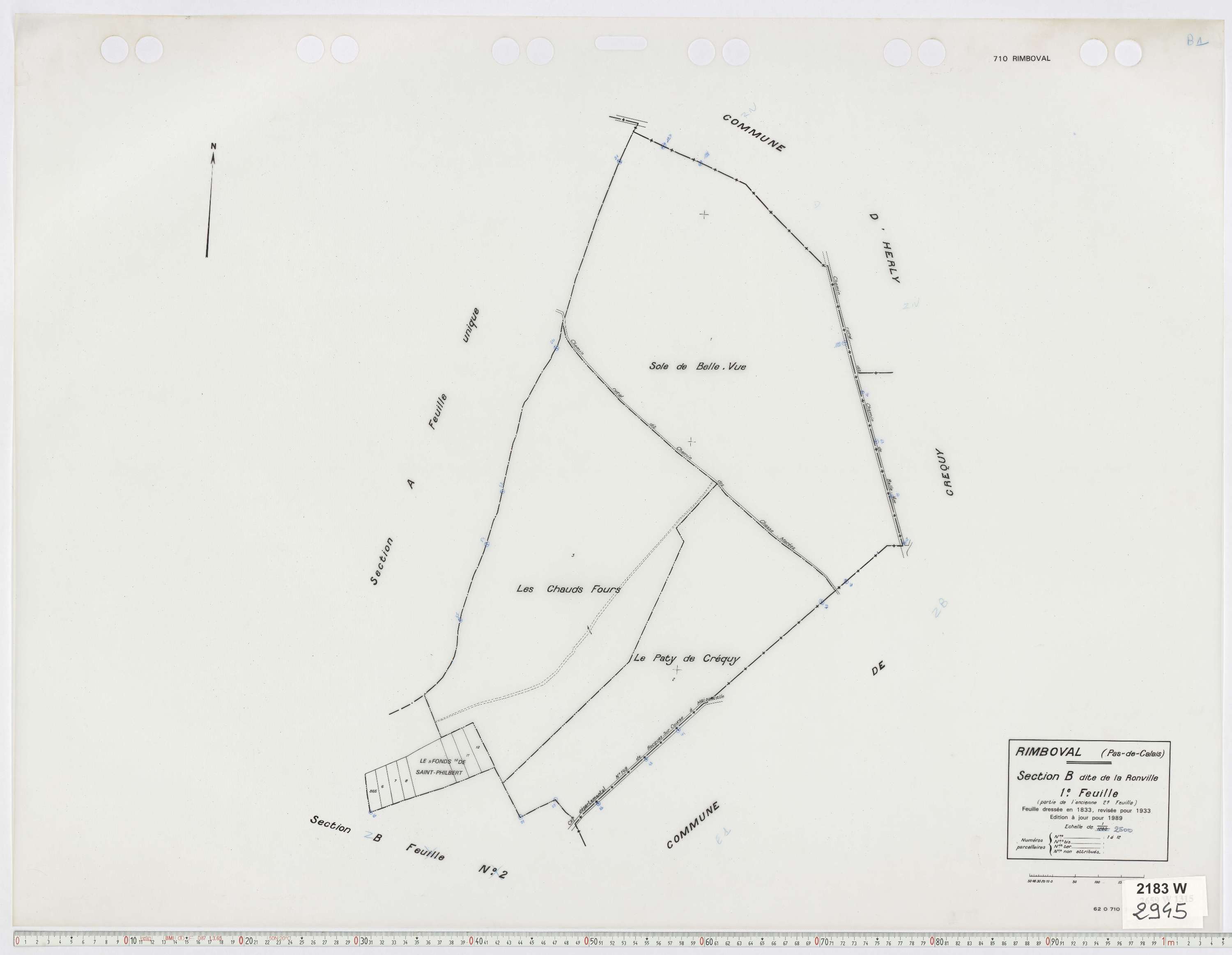 Rimboval - Section B, feuille 1.