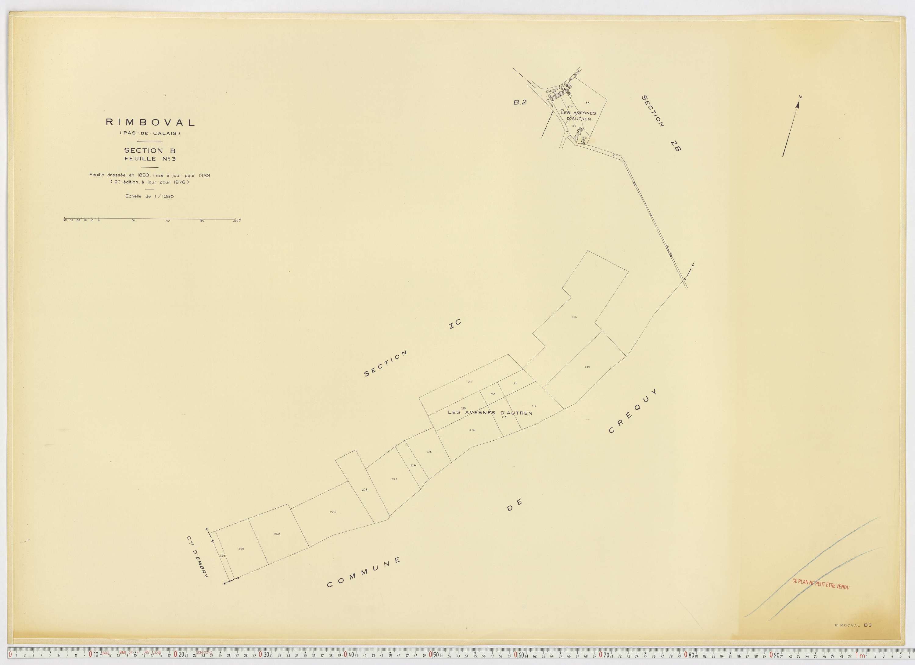 Rimboval - Section B, feuille 3.