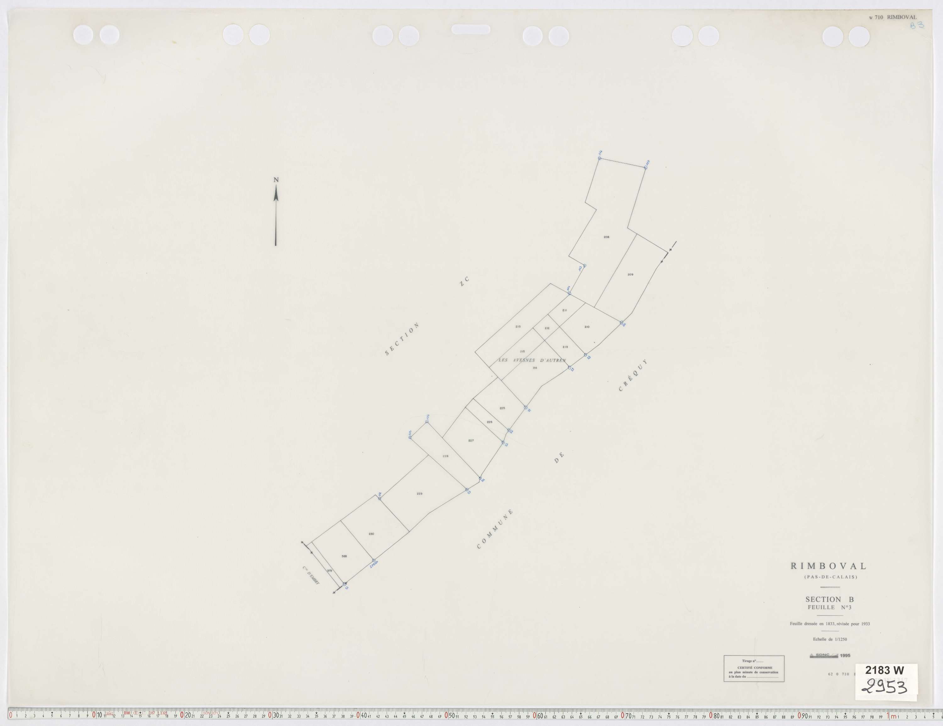 Rimboval - Section B, feuille 3.