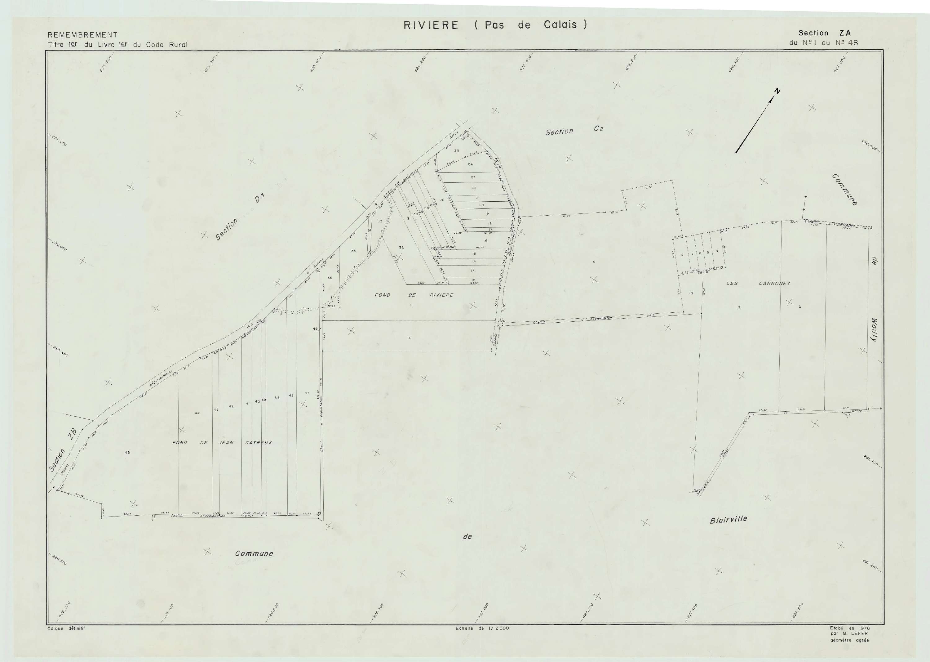 Rivière - Plan de remembrement : section ZA.