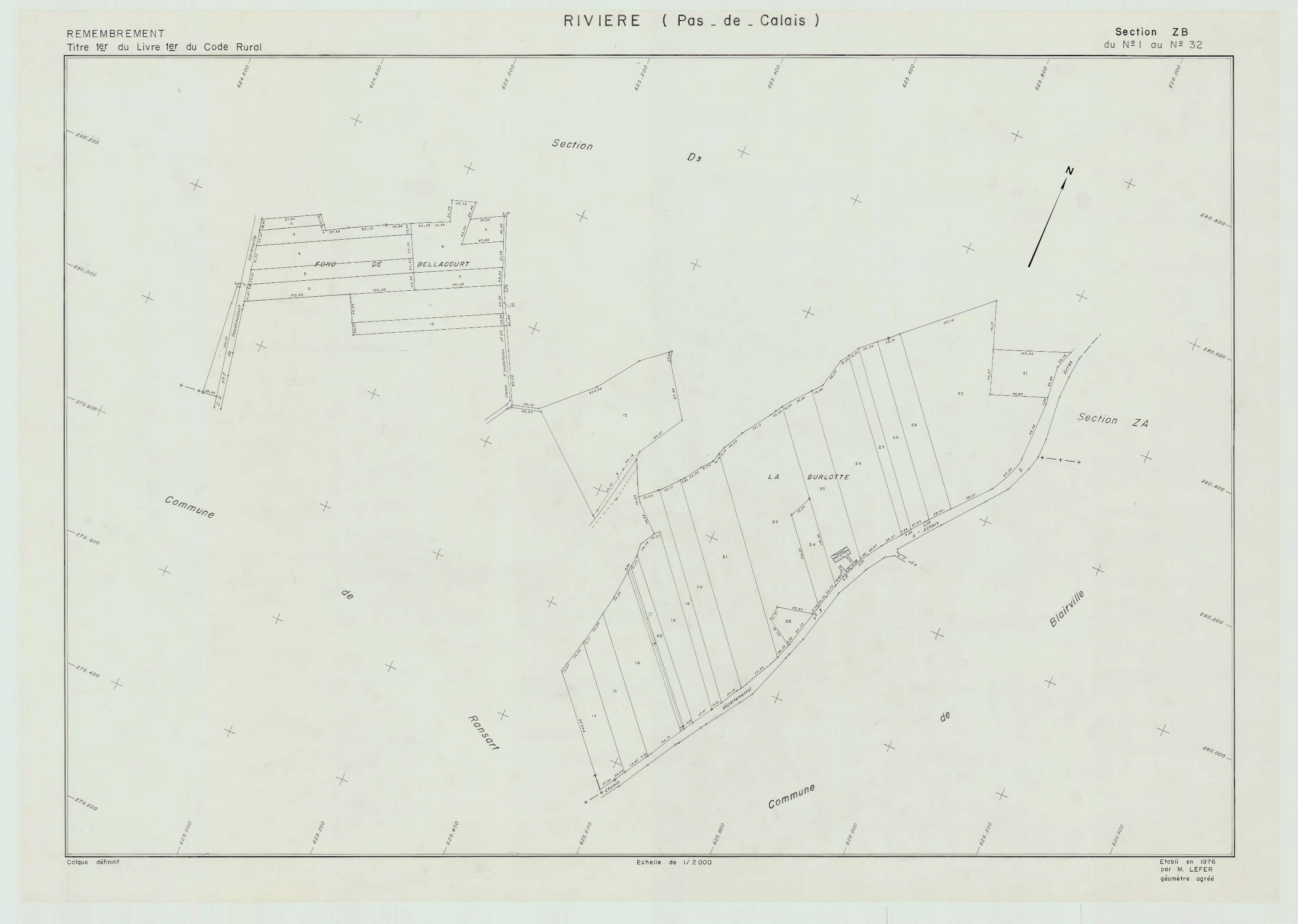 Rivière - Plan de remembrement : section ZB.