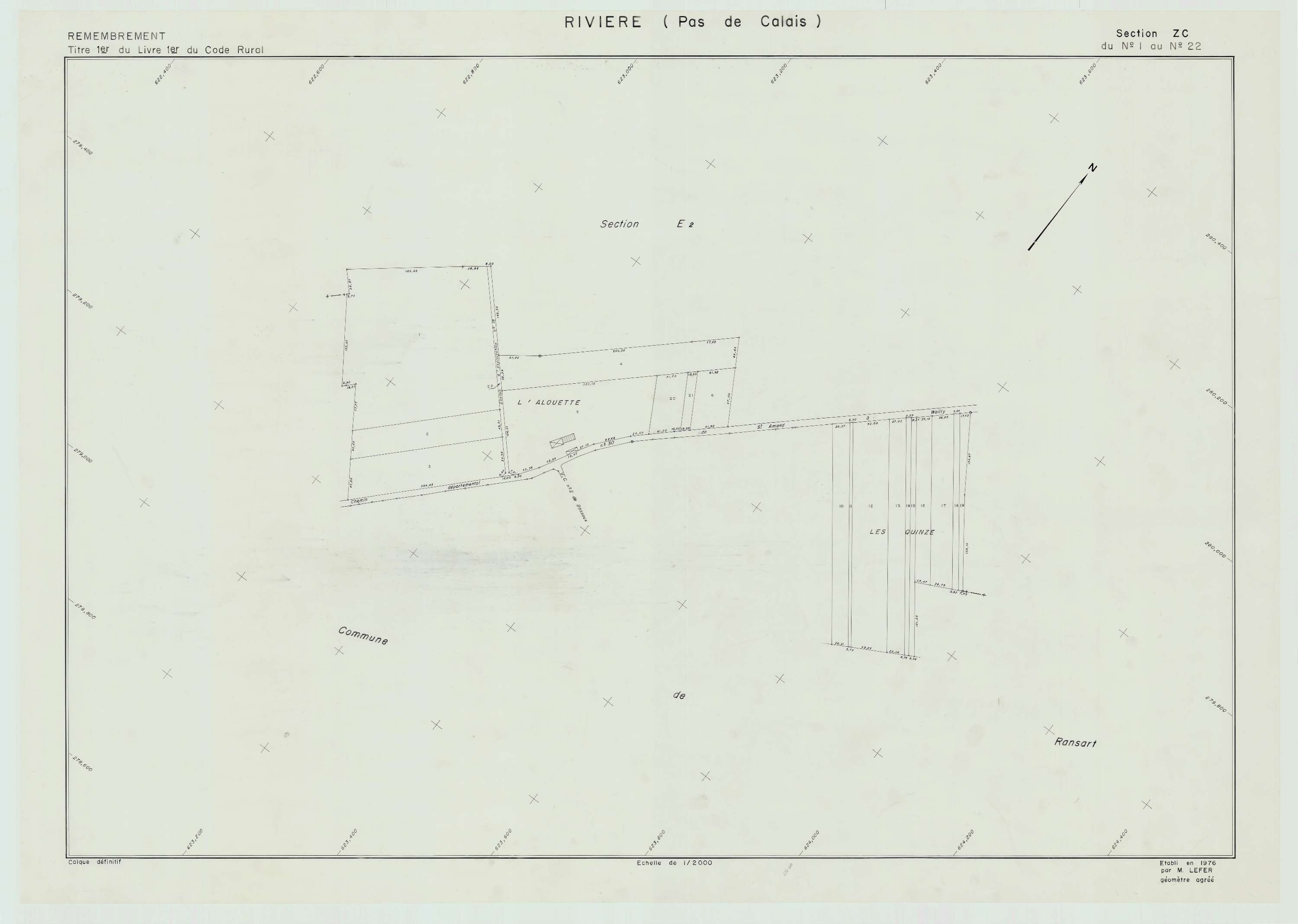 Rivière - Plan de remembrement : section ZC.