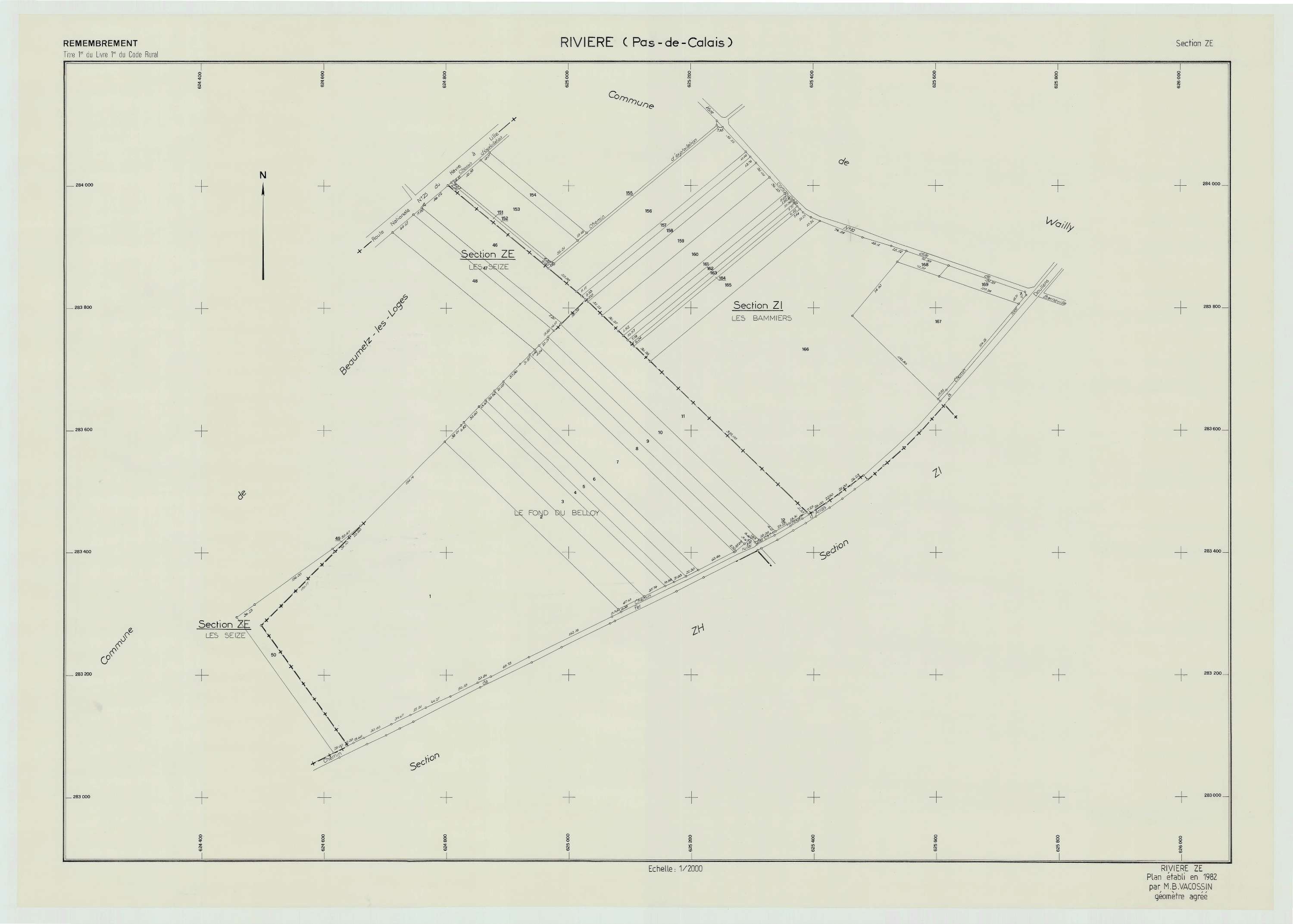 Rivière - Plan de remembrement : section ZE.