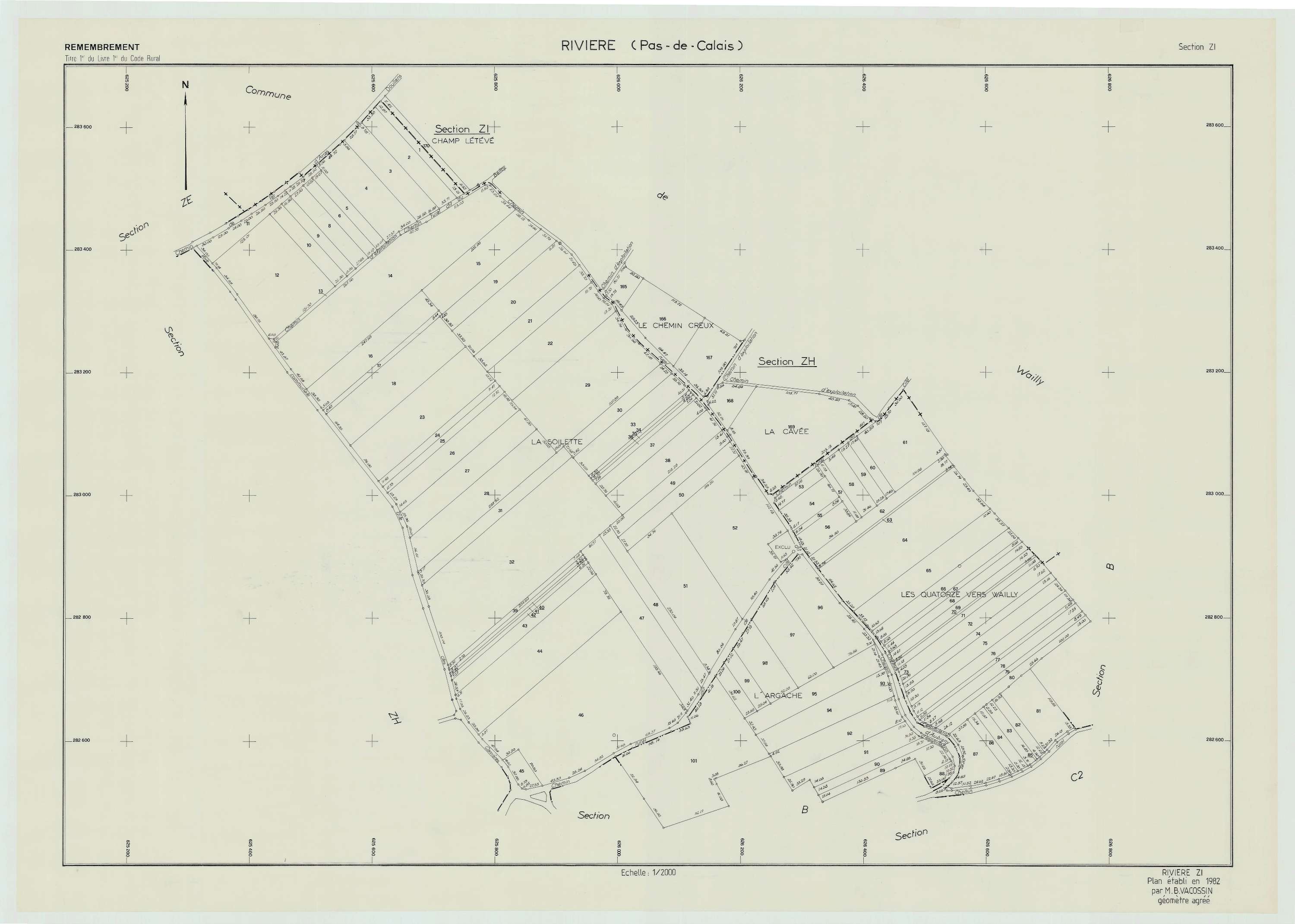 Rivière - Plan de remembrement : section ZI.