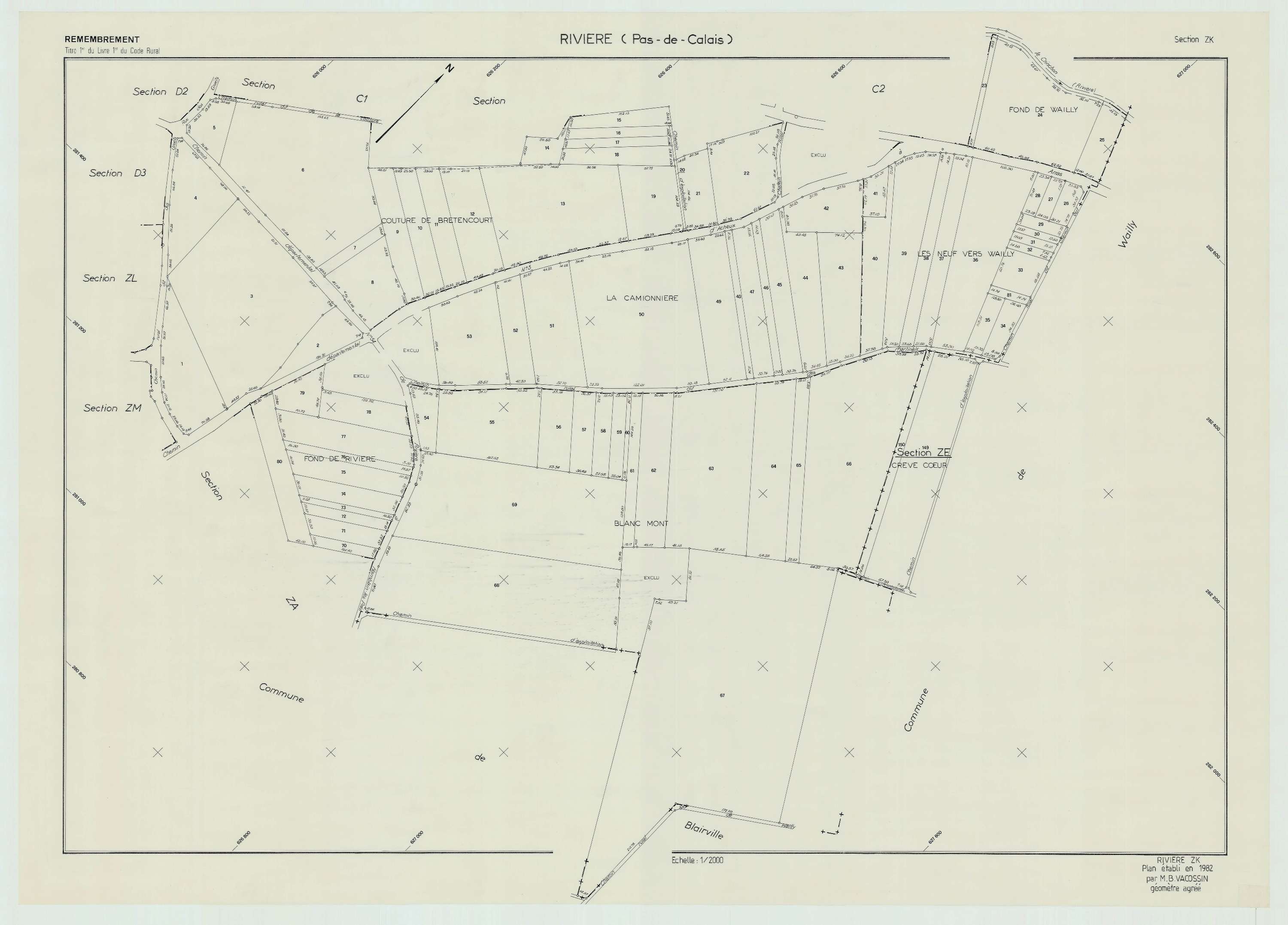 Rivière - Plan de remembrement : section ZKZ.
