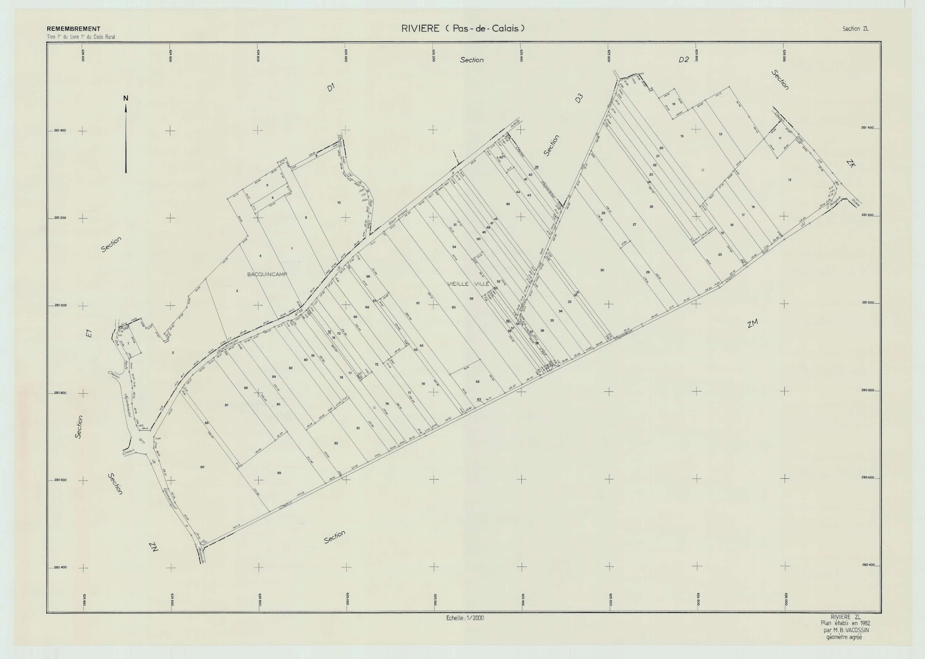 Rivière - Plan de remembrement : section ZL.