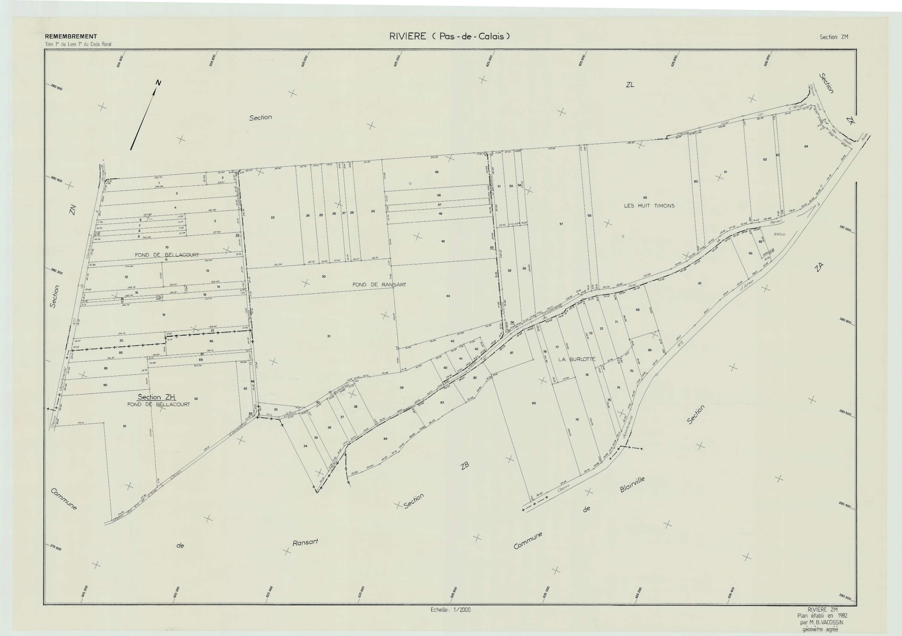 Rivière - Plan de remembrement : section ZM.