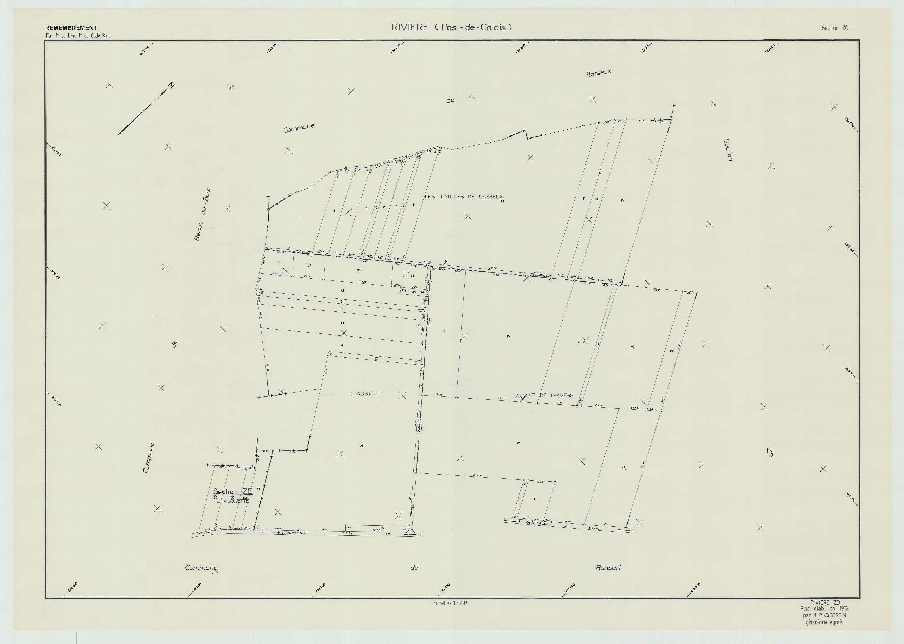 Rivière - Plan de remembrement : section ZO.