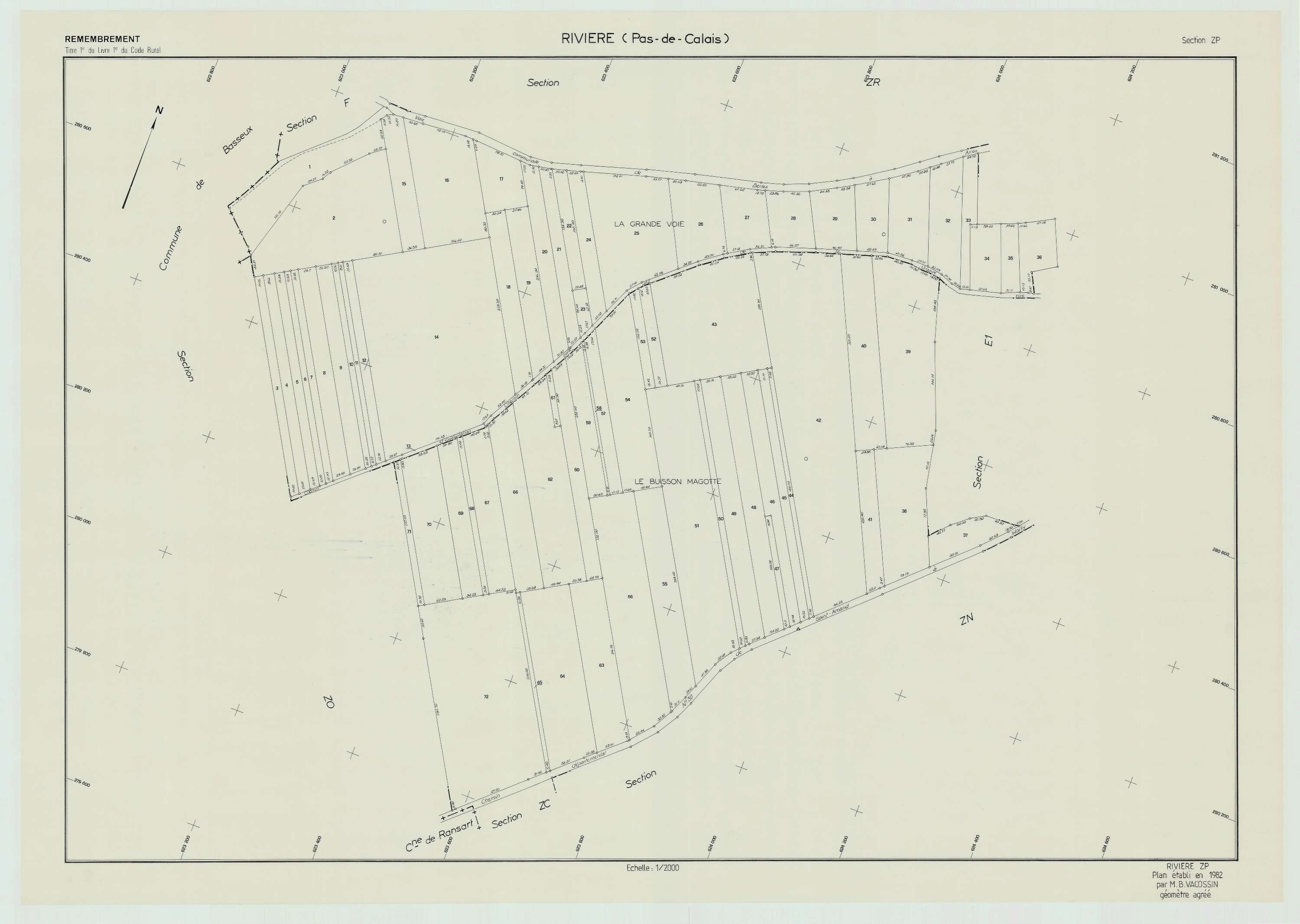 Rivière - Plan de remembrement : section ZP.