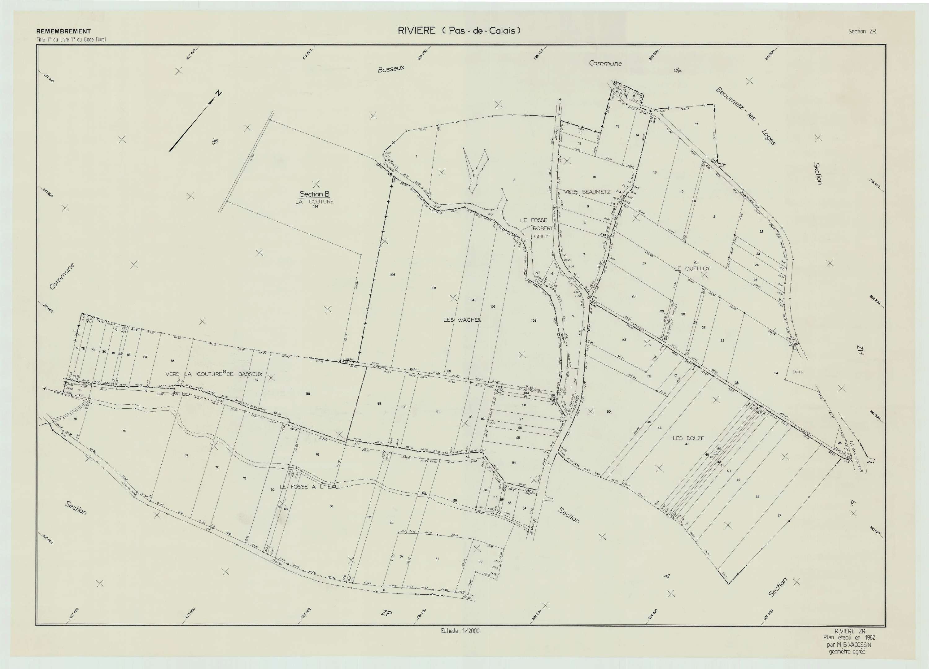 Rivière - Plan de remembrement : section ZR.