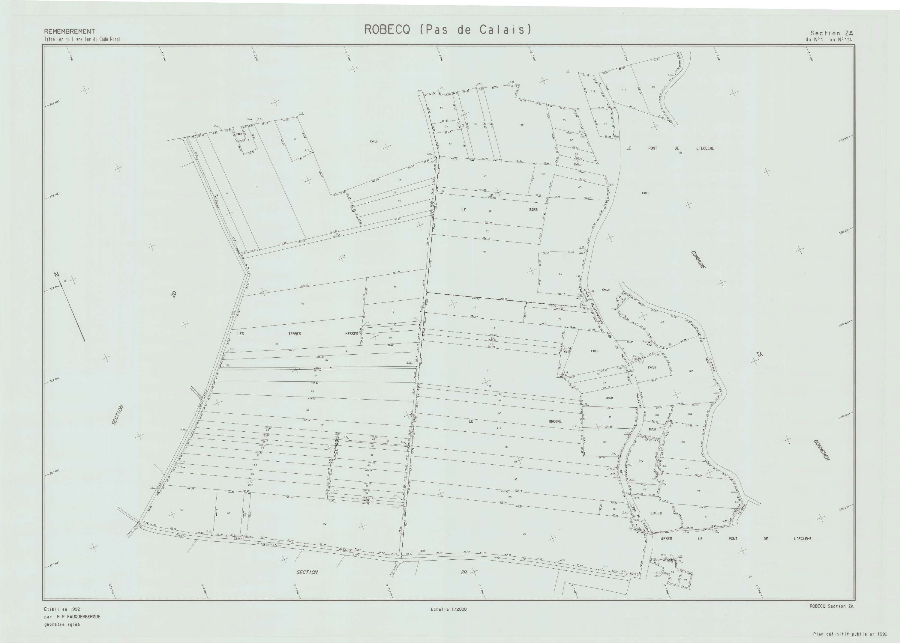 Robecq - Plan de remembrement : section ZA.