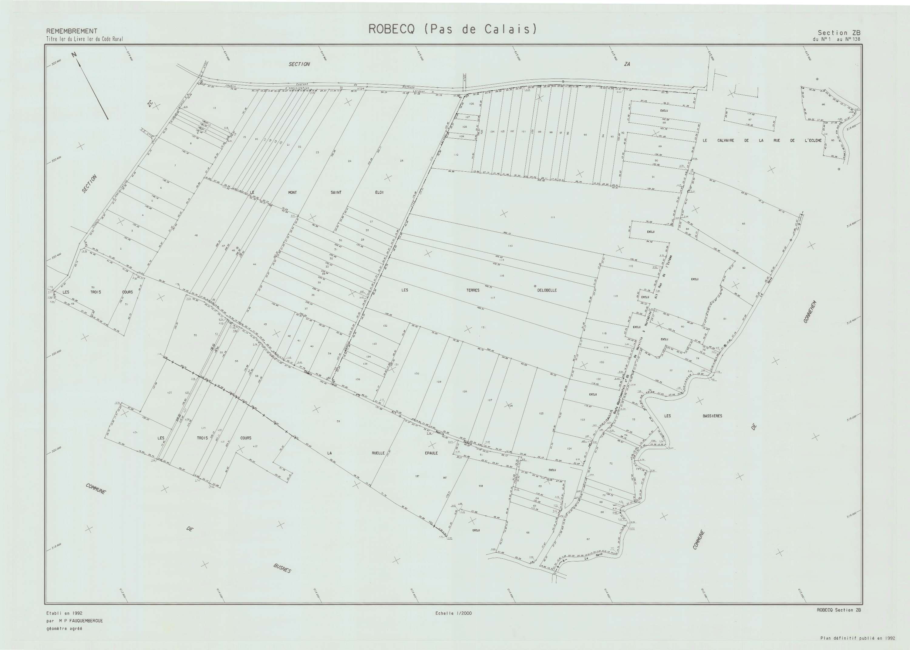 Robecq - Plan de remembrement : section ZB.