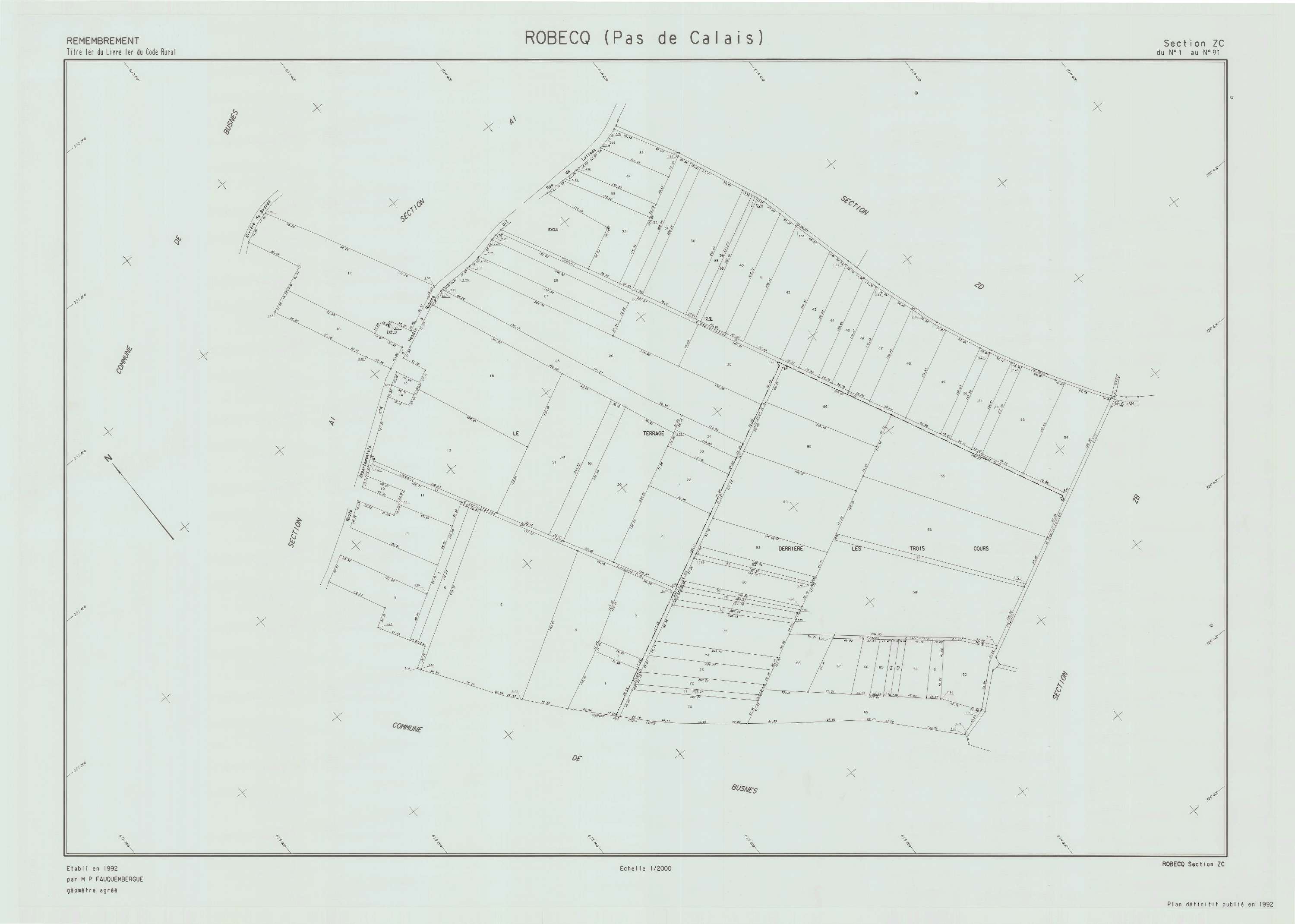 Robecq - Plan de remembrement : section ZC.