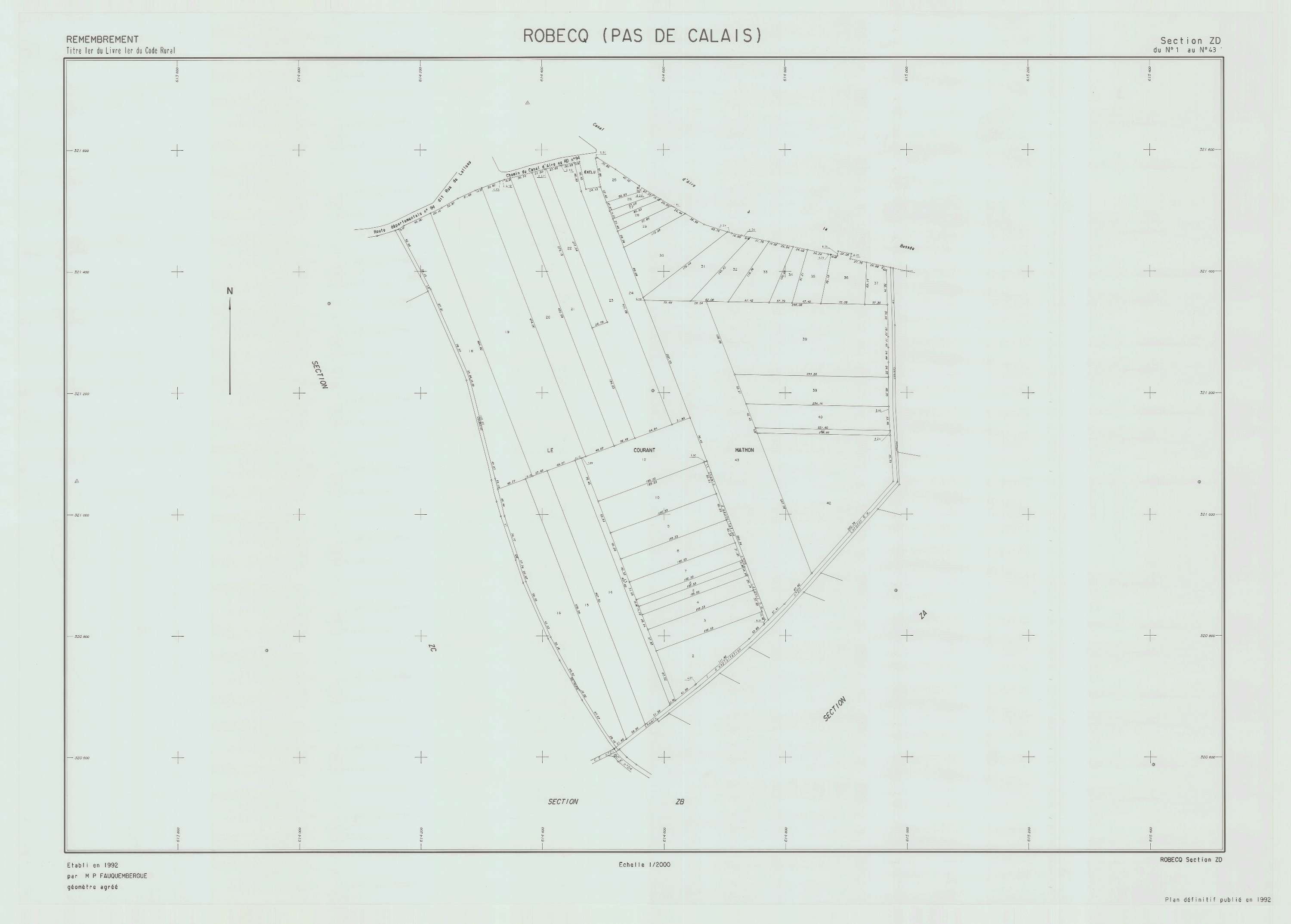 Robecq - Plan de remembrement : section ZD.
