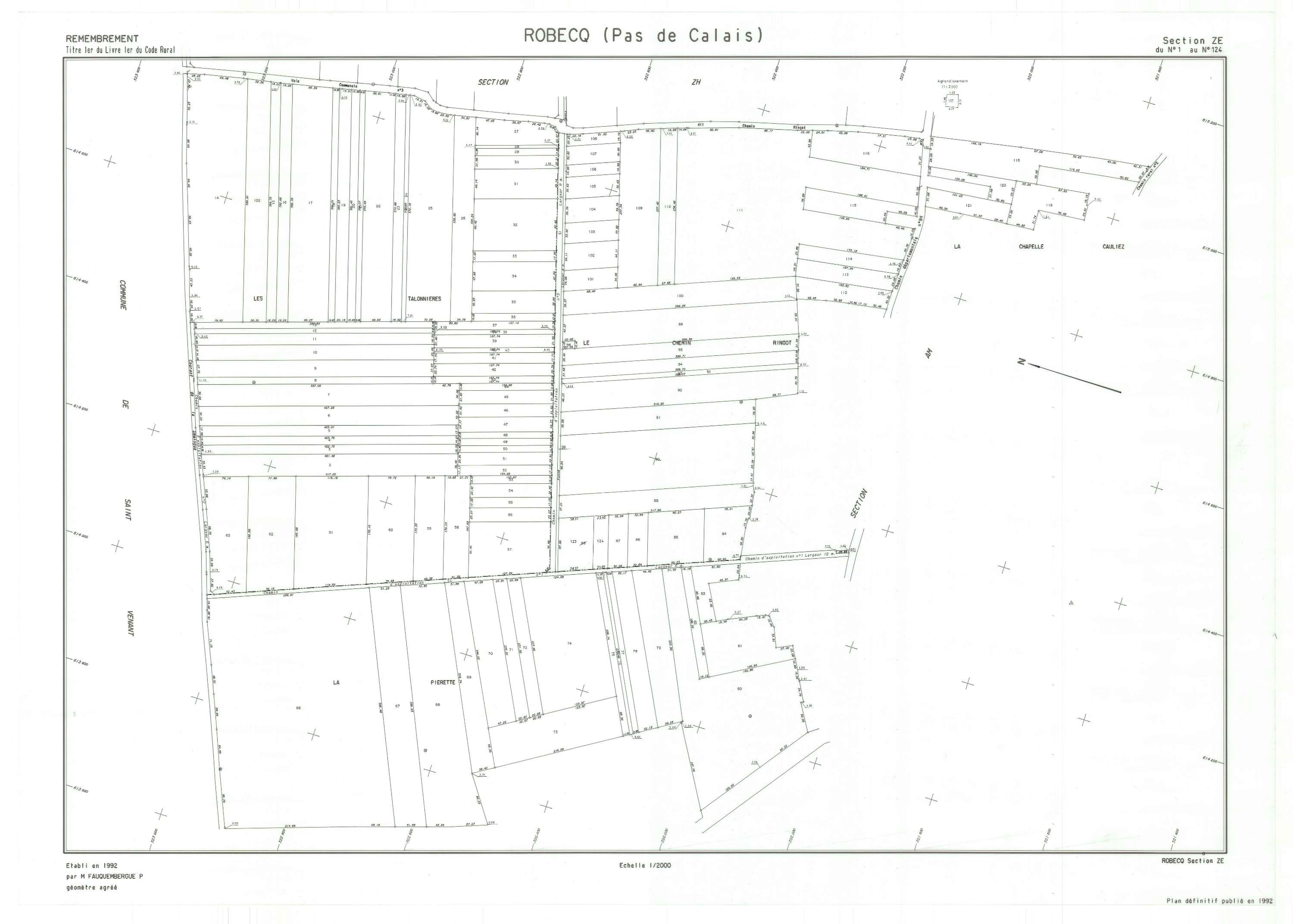 Robecq - Plan de remembrement : section ZE.