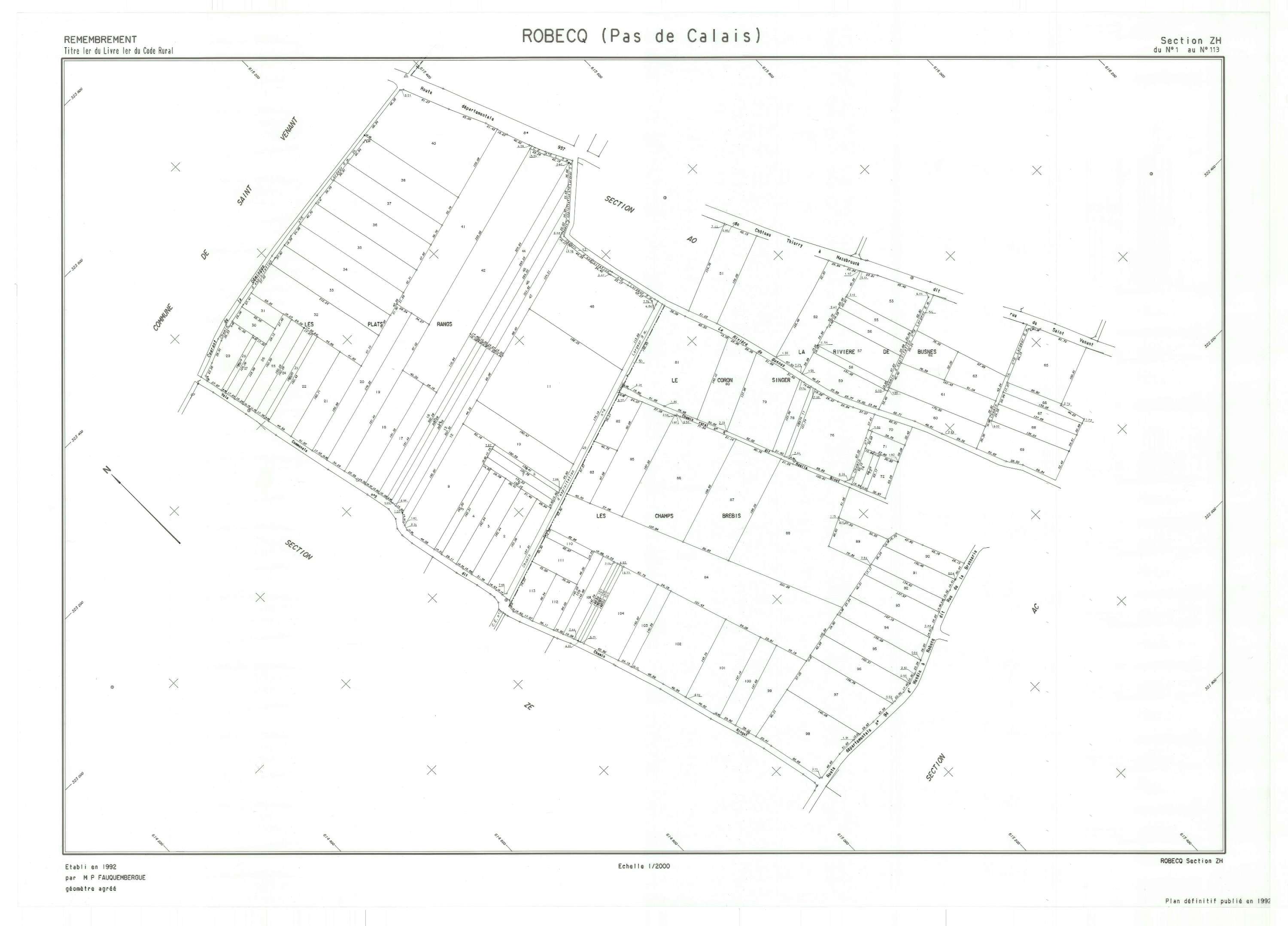 Robecq - Plan de remembrement : section ZH.