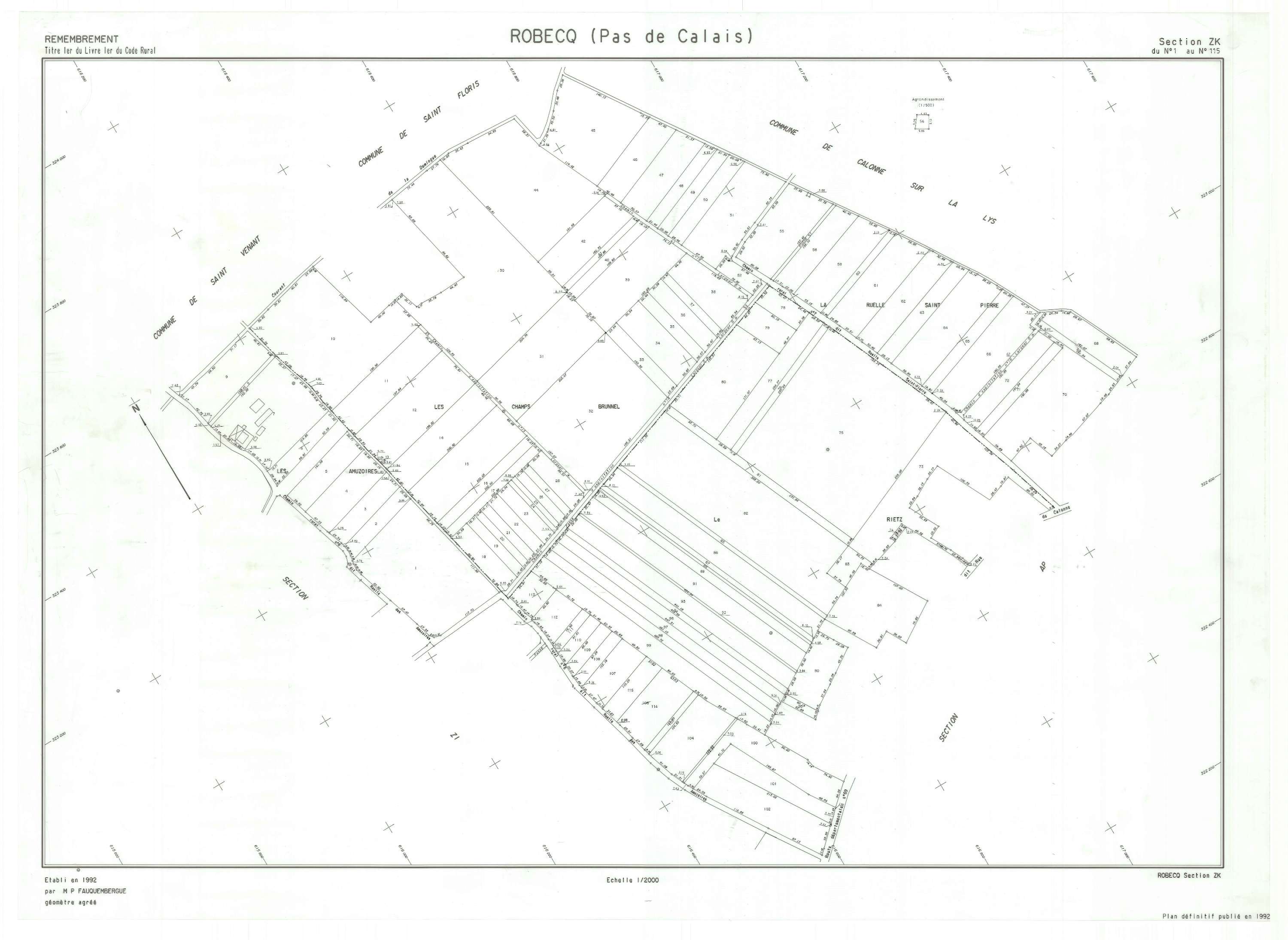 Robecq - Plan de remembrement : section ZK.