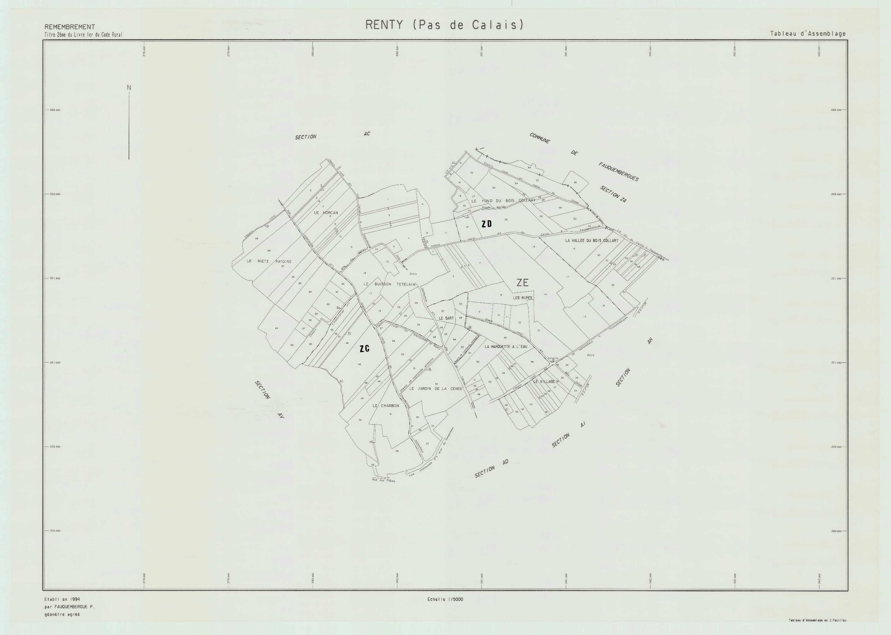 Roclincourt - Plan de remembrement : section ZA.