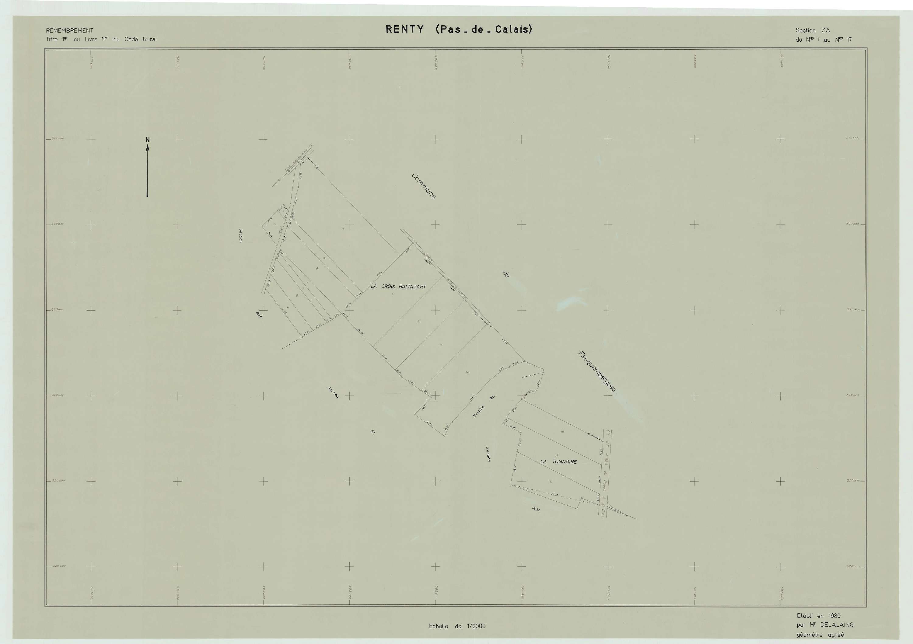 Roclincourt - Plan de remembrement : section ZC.
