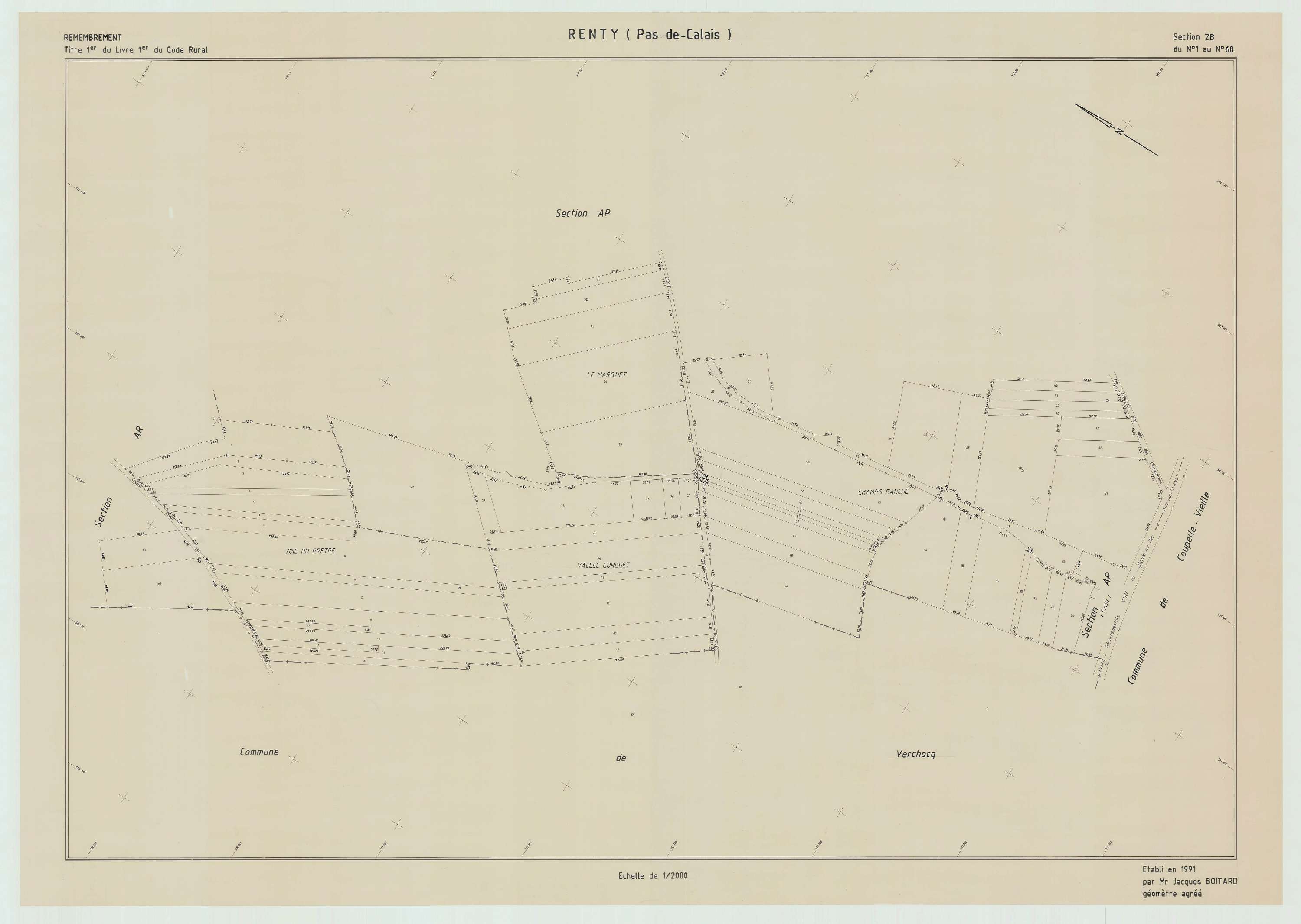 Roclincourt - Plan de remembrement : section ZD.