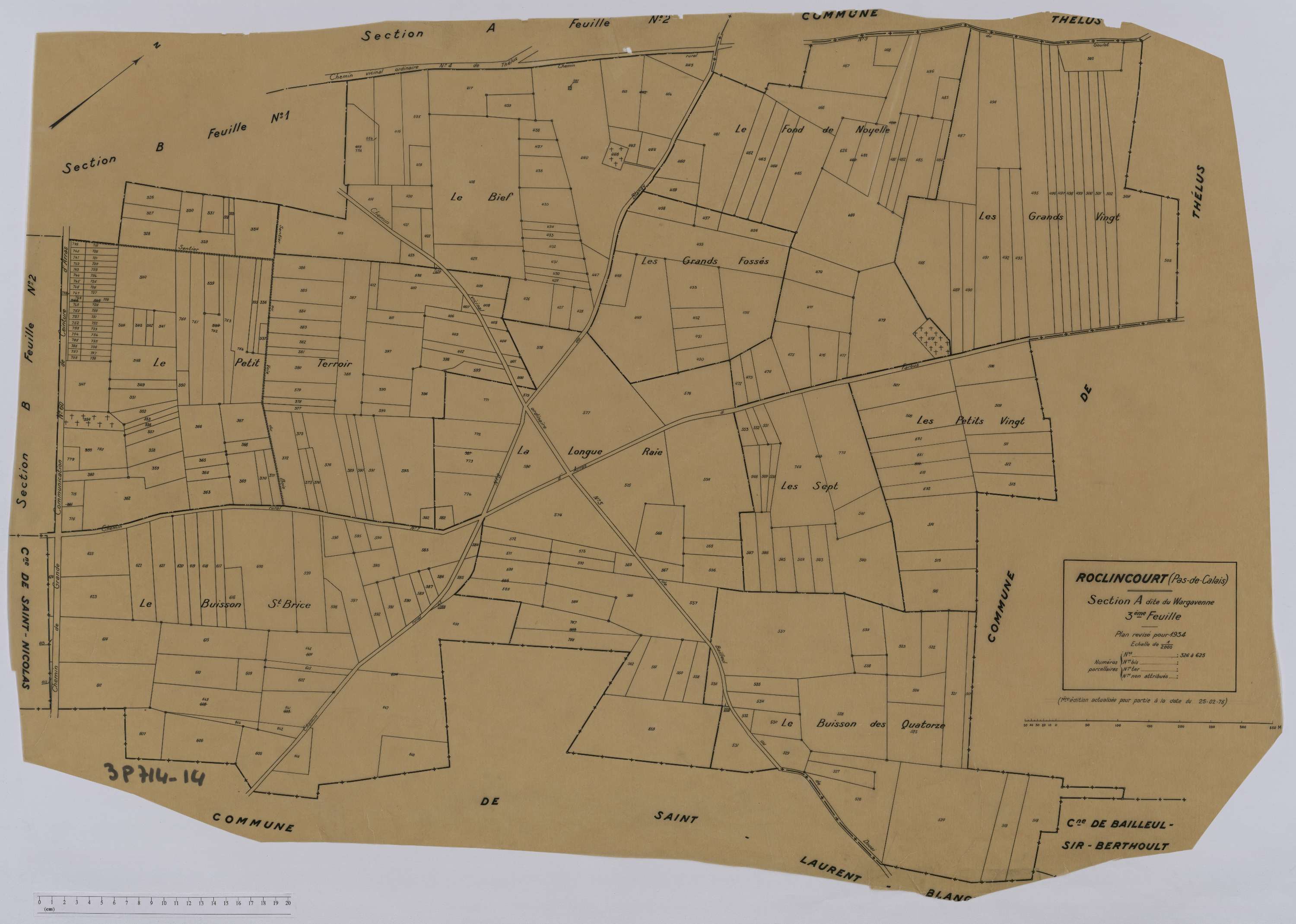 Roclincourt - Section A, feuille 3.