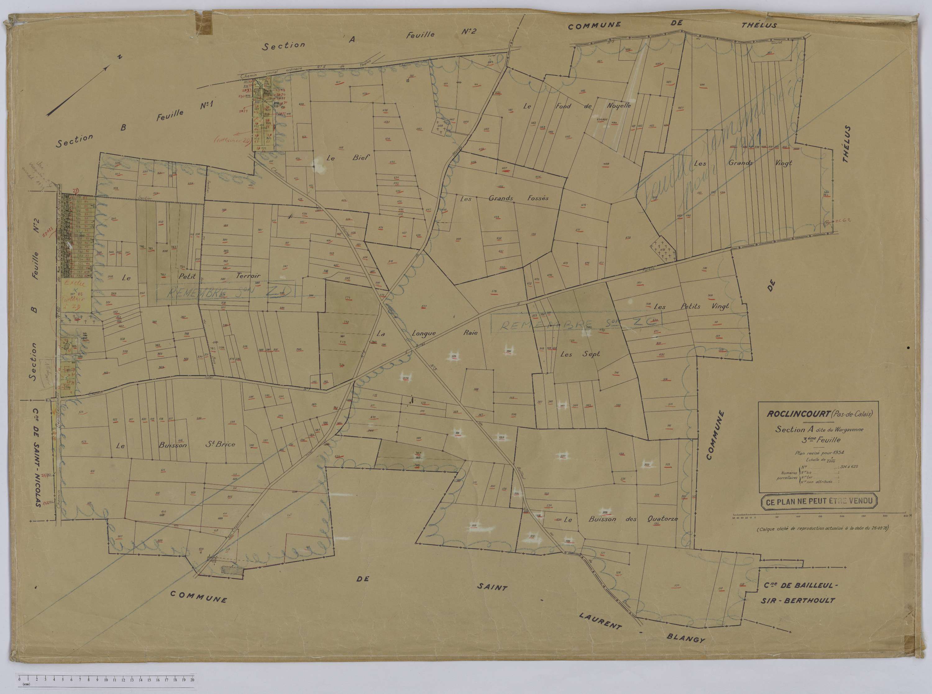 Roclincourt - Section A, feuille 3.