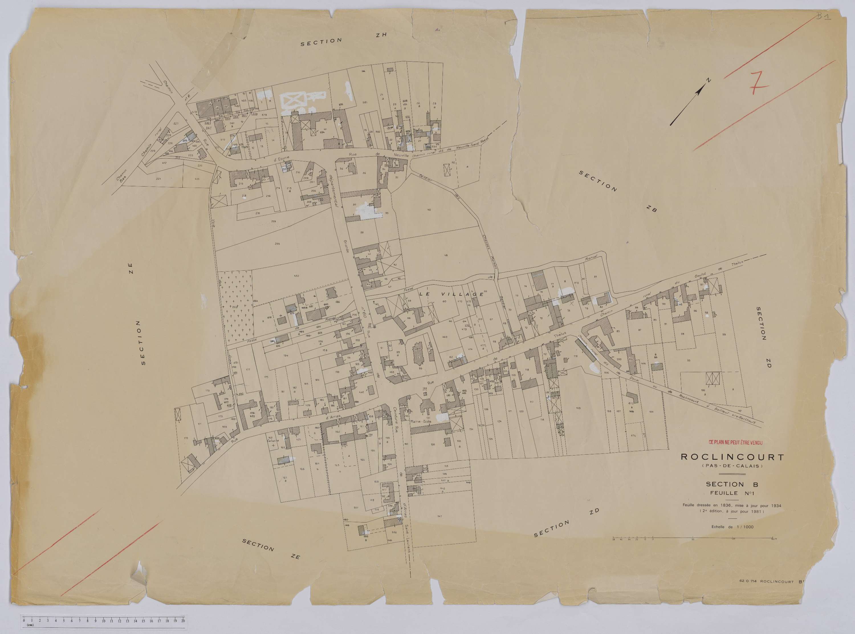 Roclincourt - Section B, feuille 1.