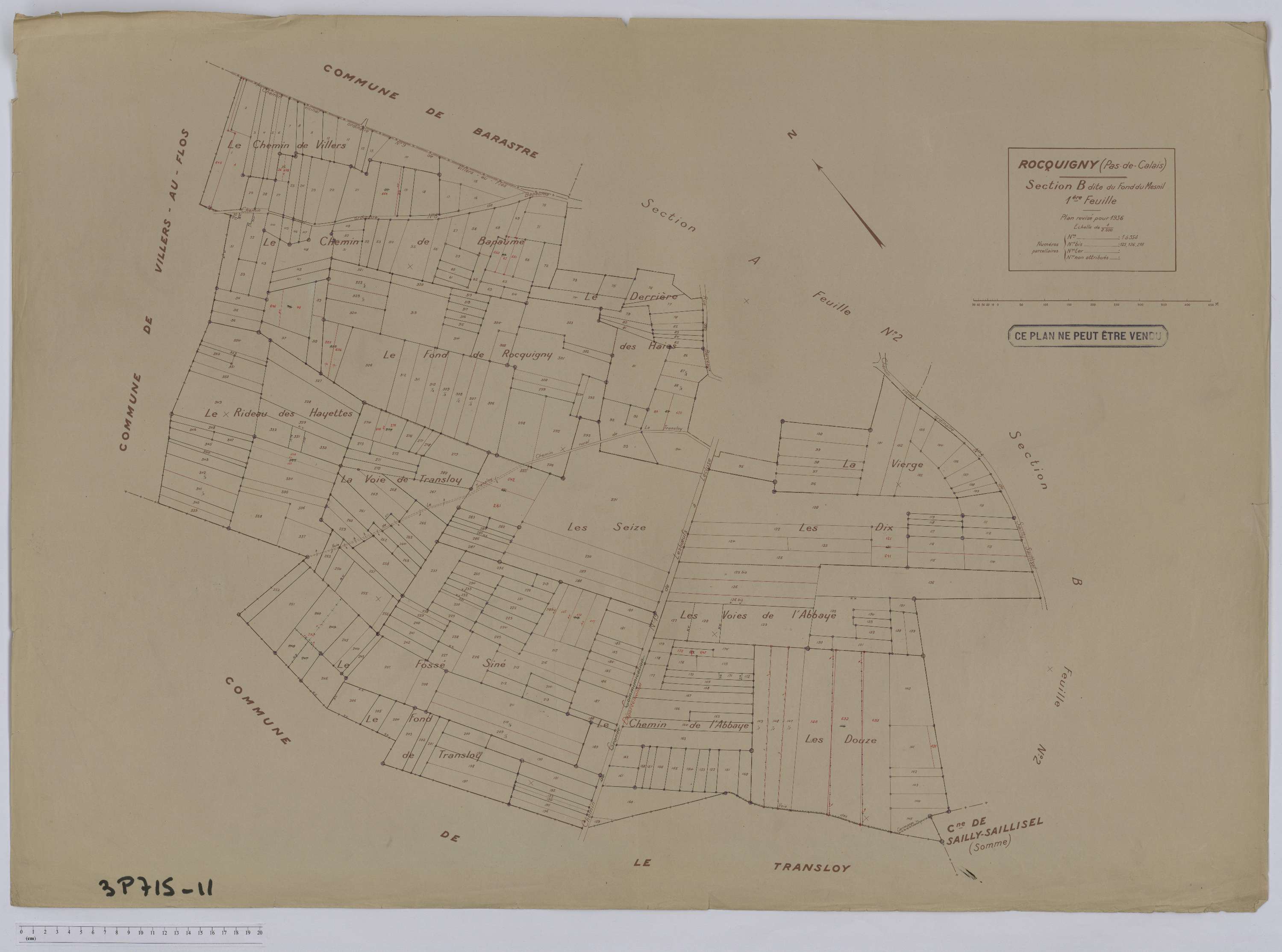 Rocquigny - Section B, feuille 1.