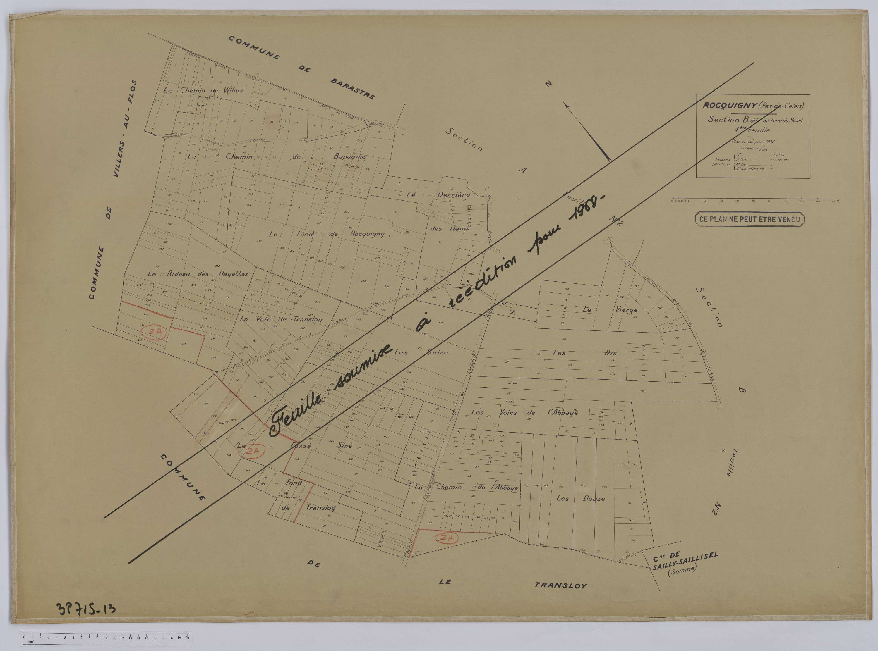 Rocquigny - Section B, feuille 1.