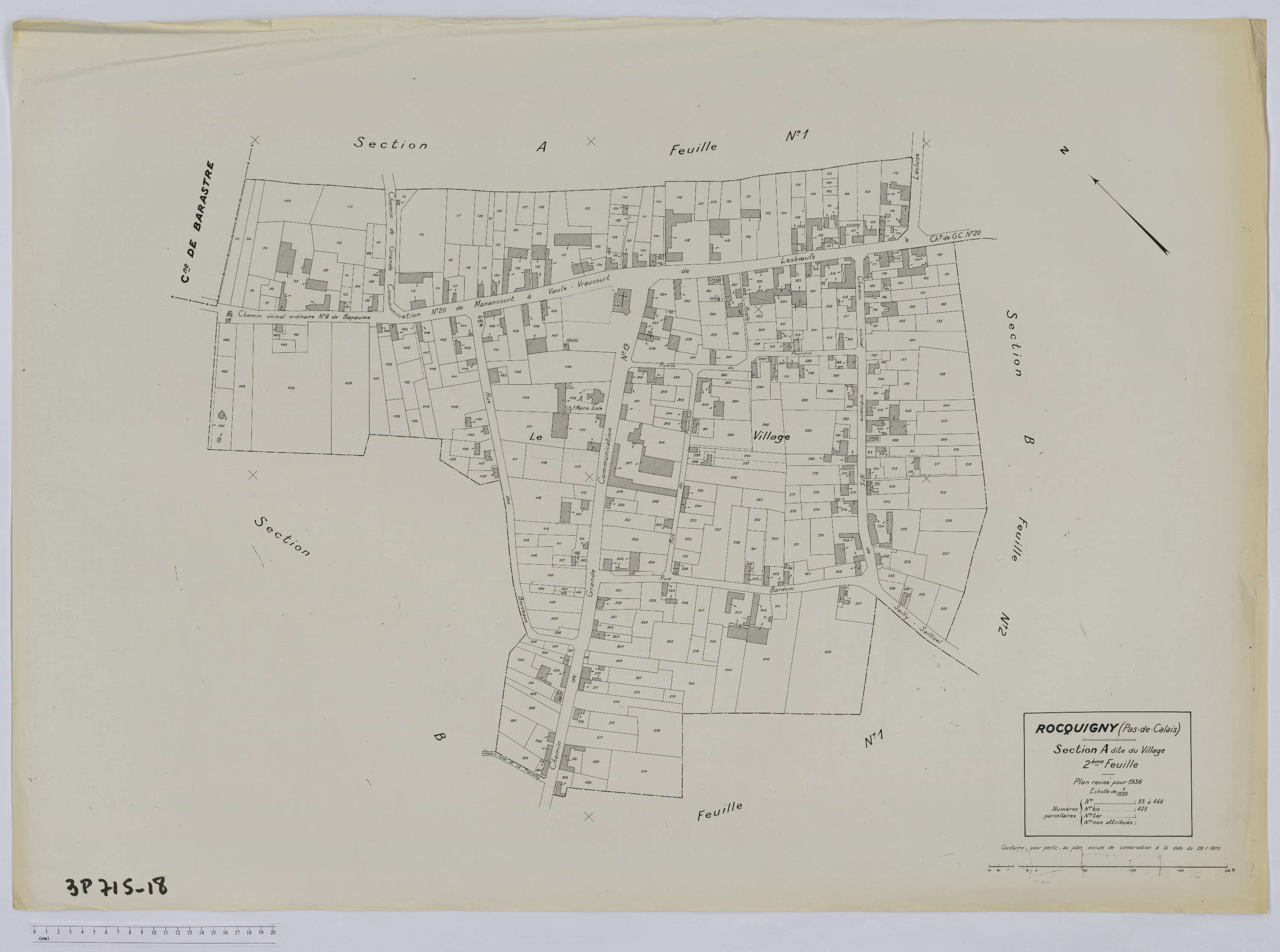 Rocquigny - Section A, feuille 2.