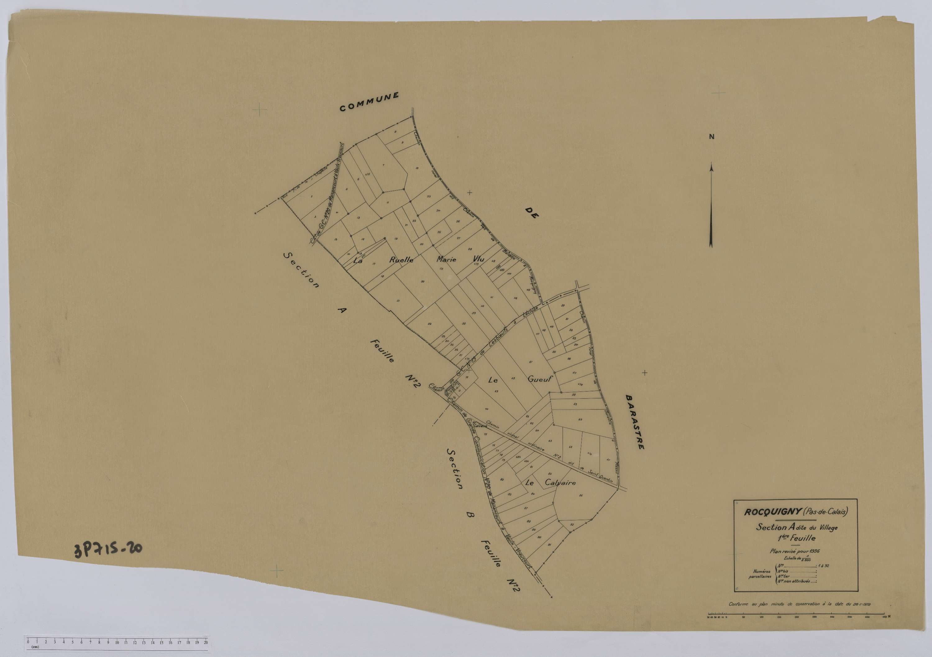 Rocquigny - Section A, feuille 1.
