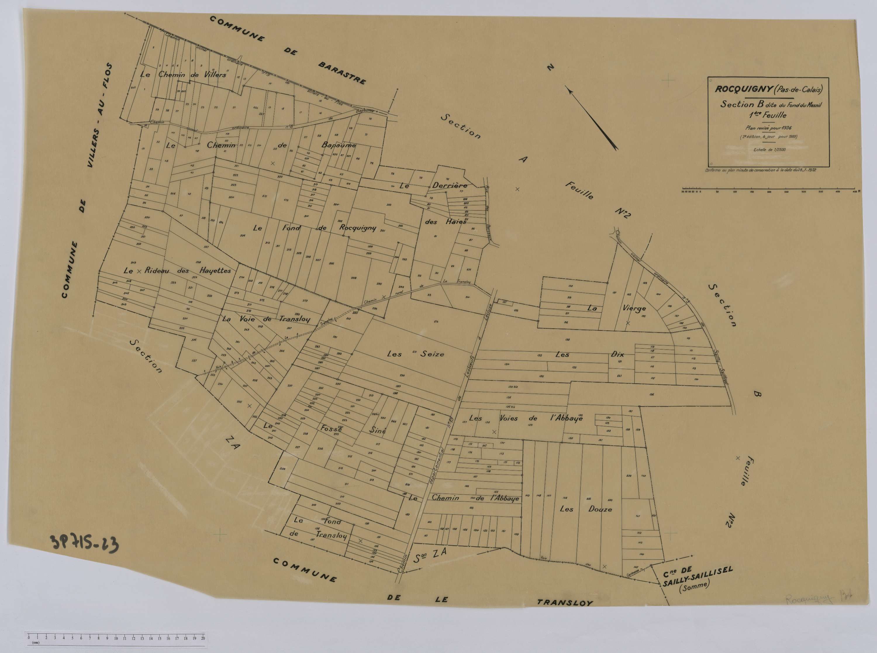 Rocquigny - Section B, feuille 1.