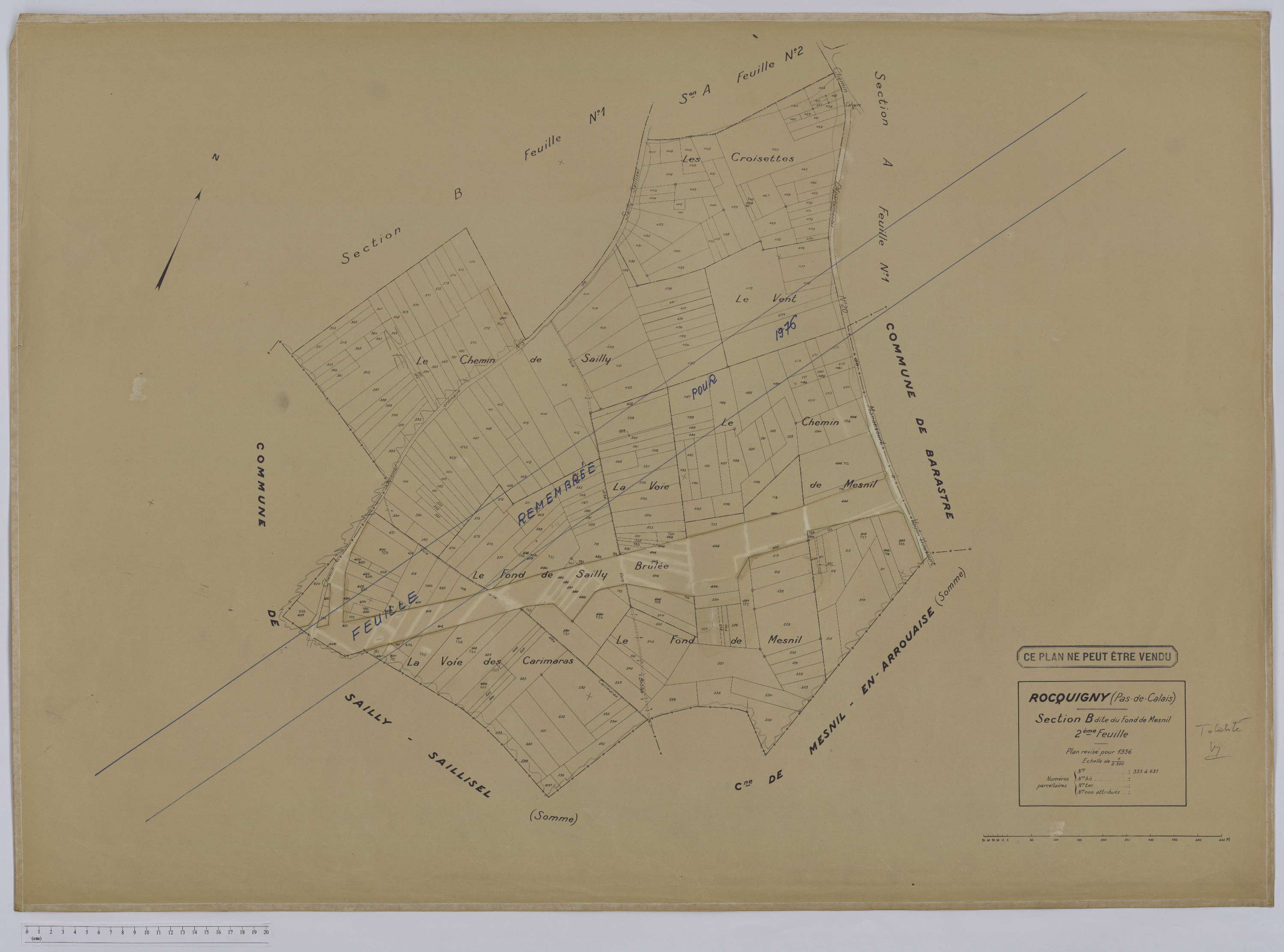 Rocquigny - Section B, feuille 2.