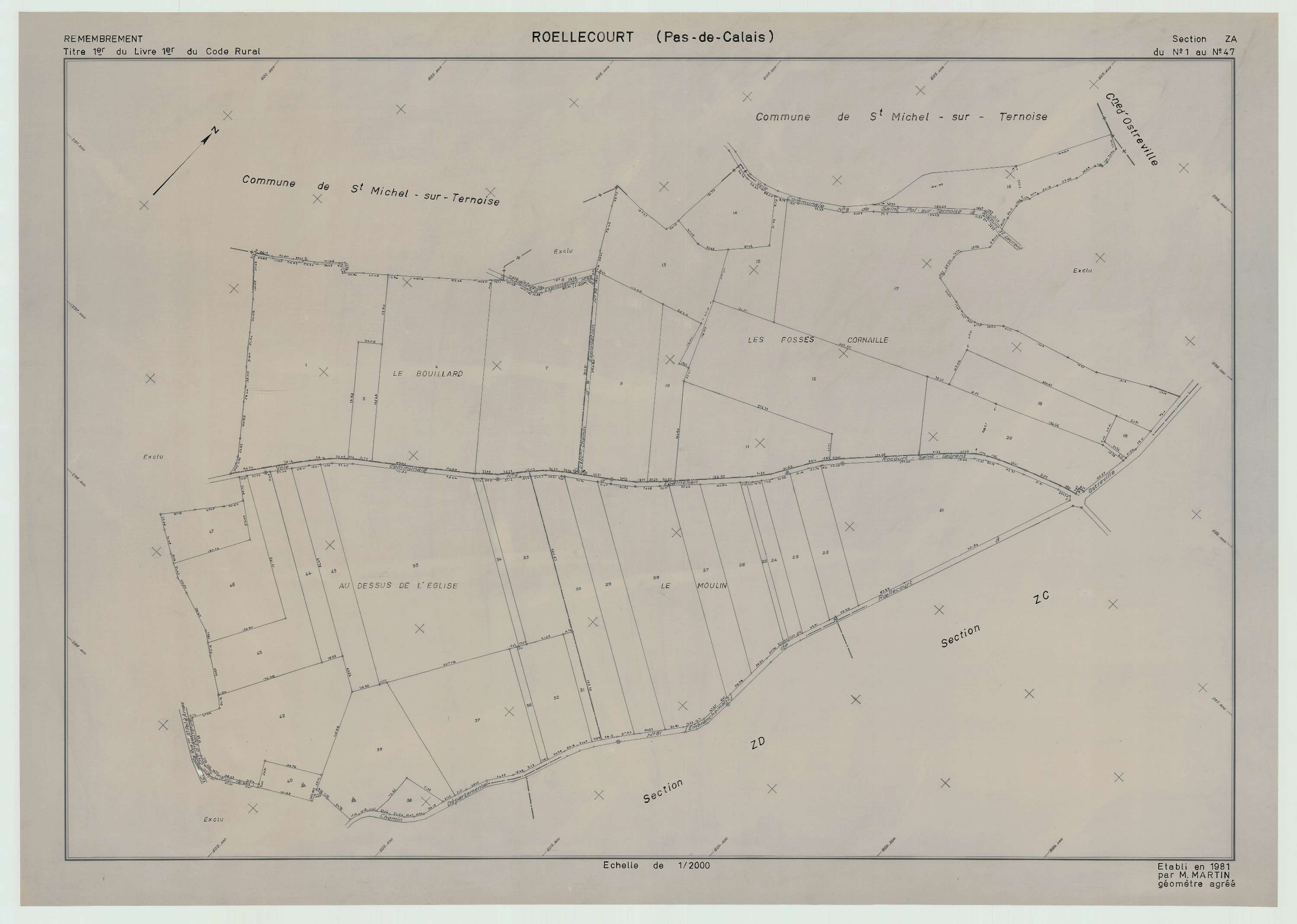 Roëllecourt - Plan de remembrement : section ZA.