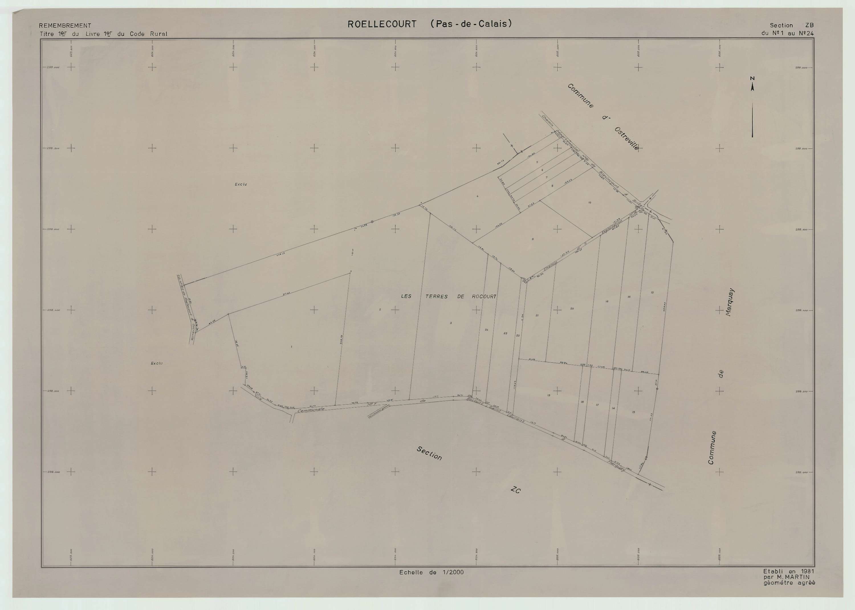 Roëllecourt - Plan de remembrement : section ZB.