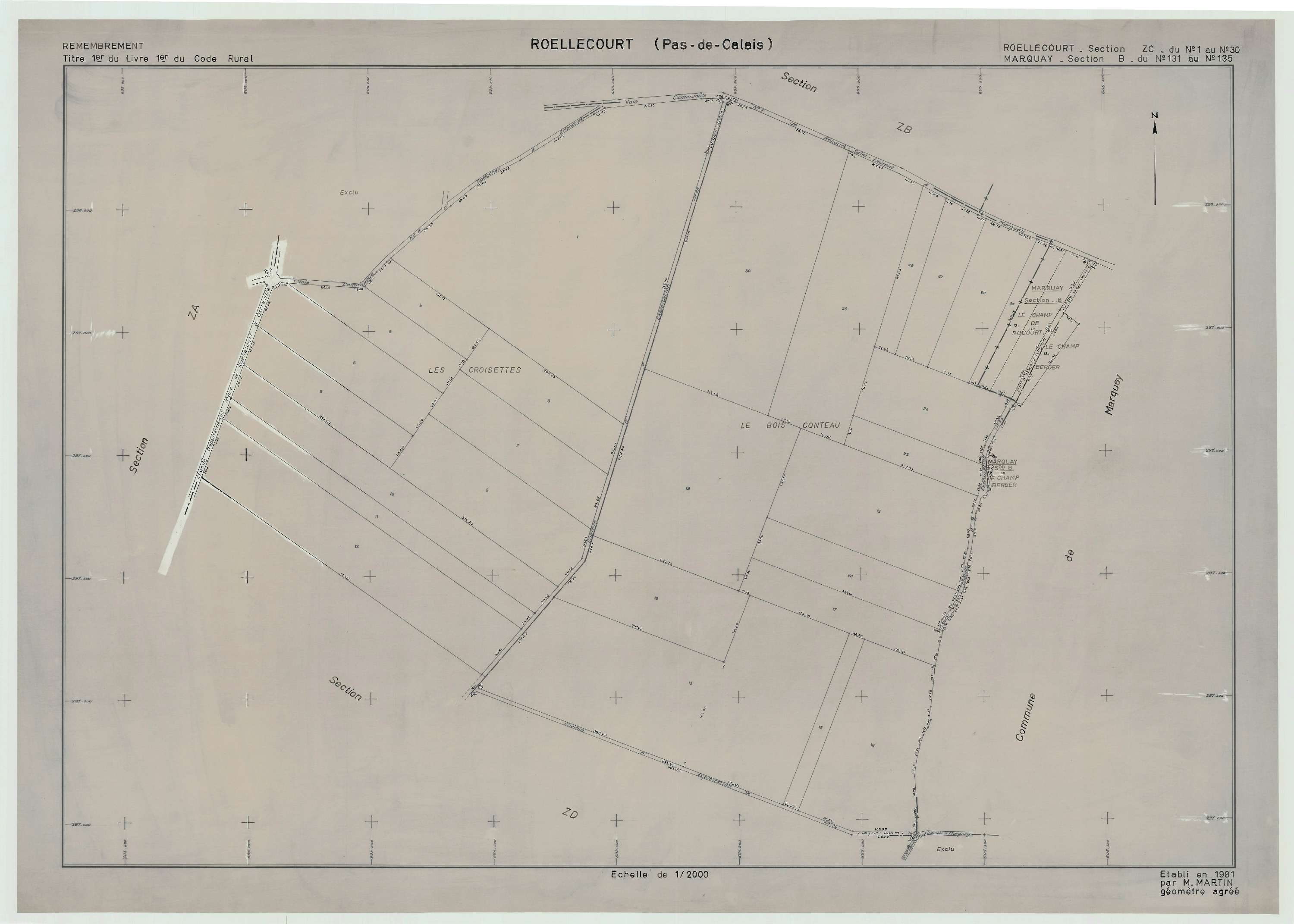 Roëllecourt - Plan de remembrement : section ZC.