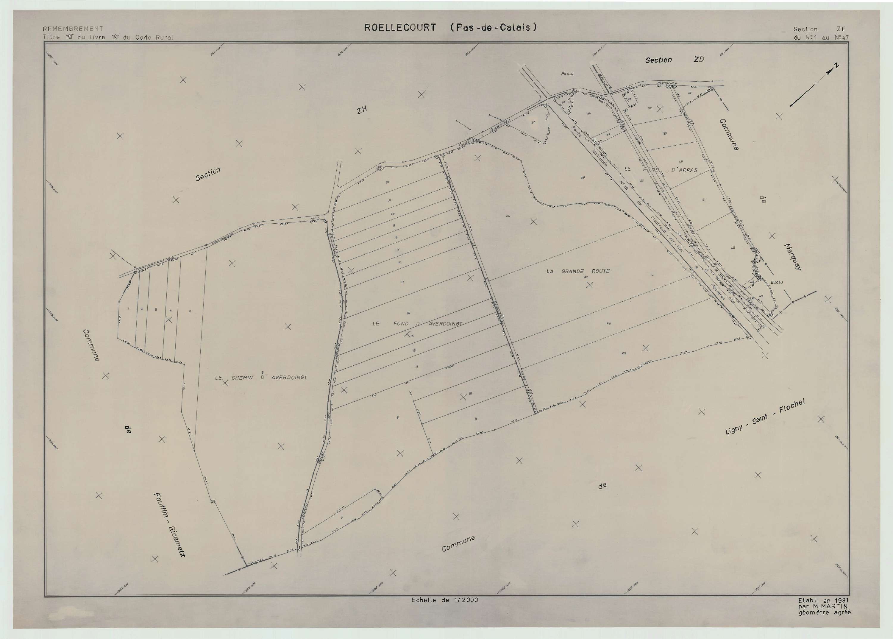 Roëllecourt - Plan de remembrement : section ZE.