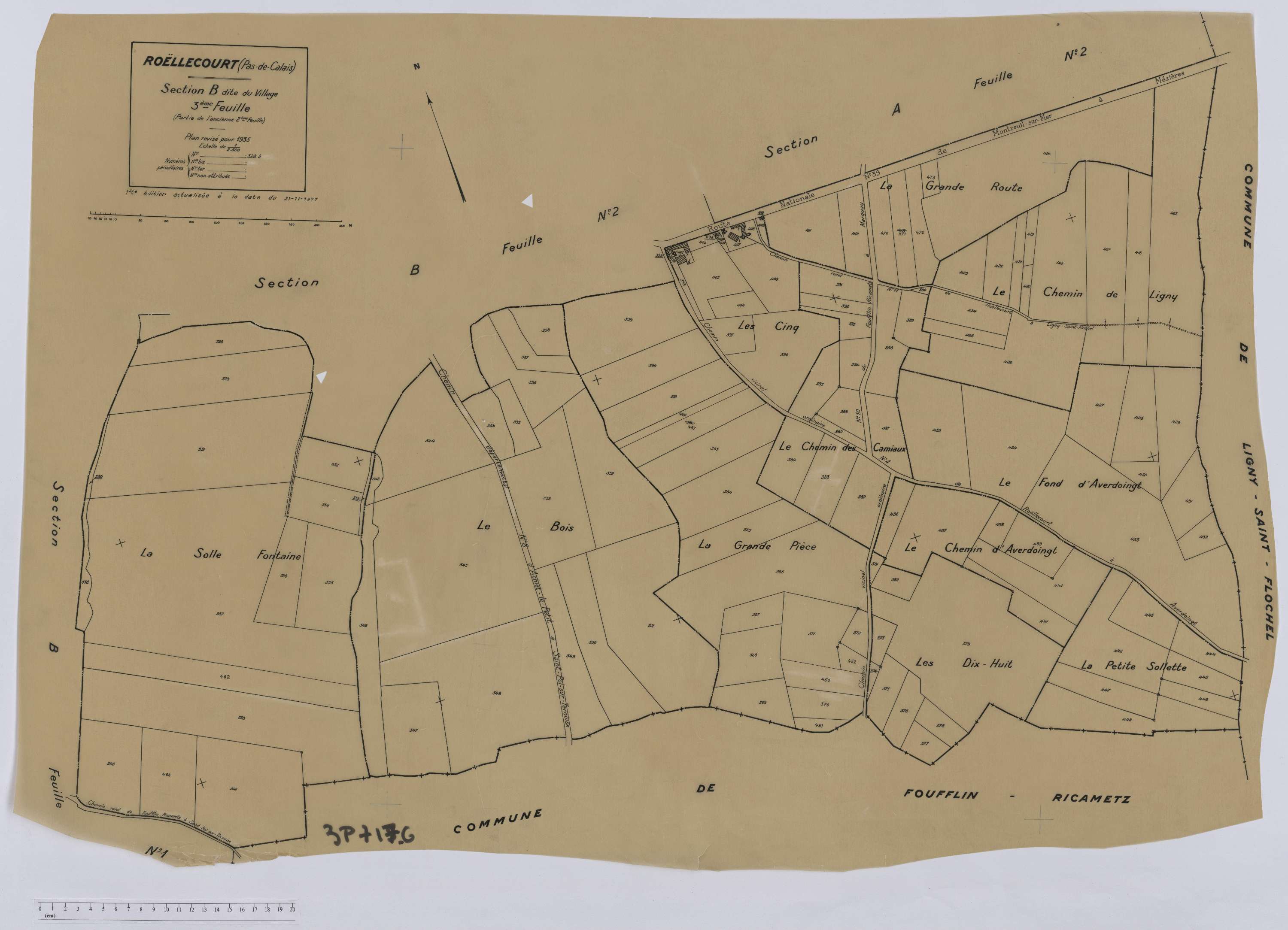 Roëllecourt - Section B, feuille 3.