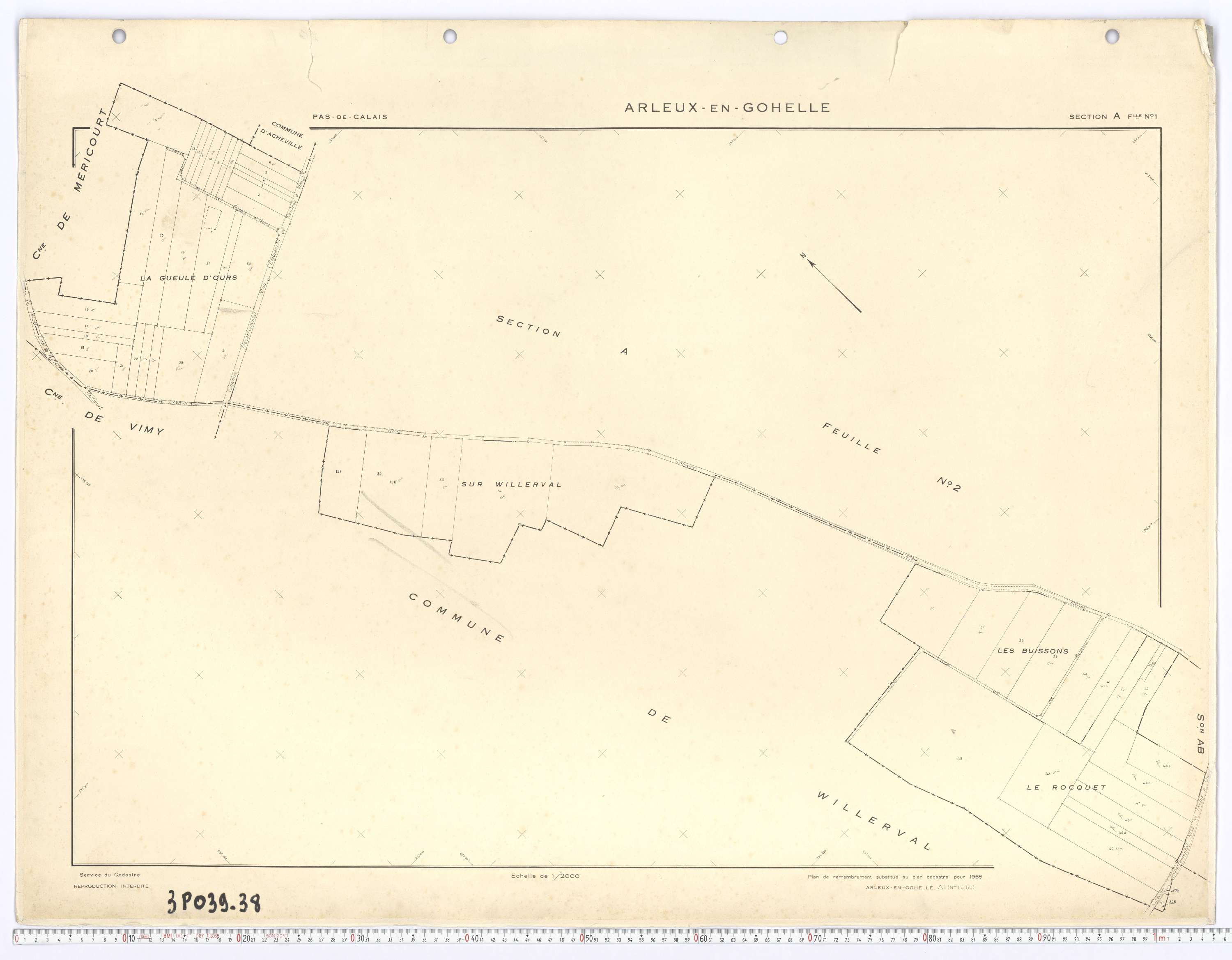 Rœux - Section A, feuille 1.