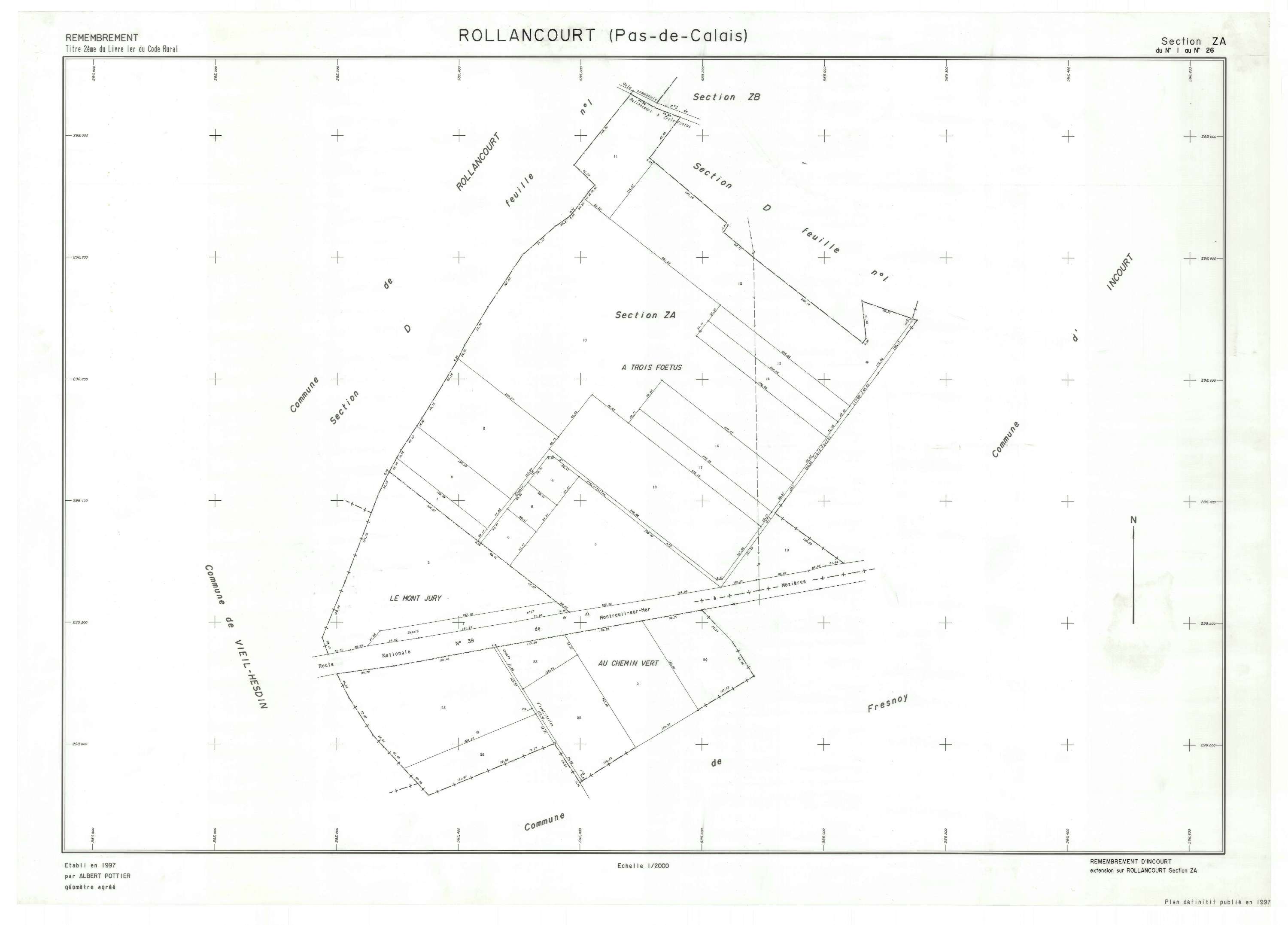 Rollancourt - Plan de remembrement : section ZA.