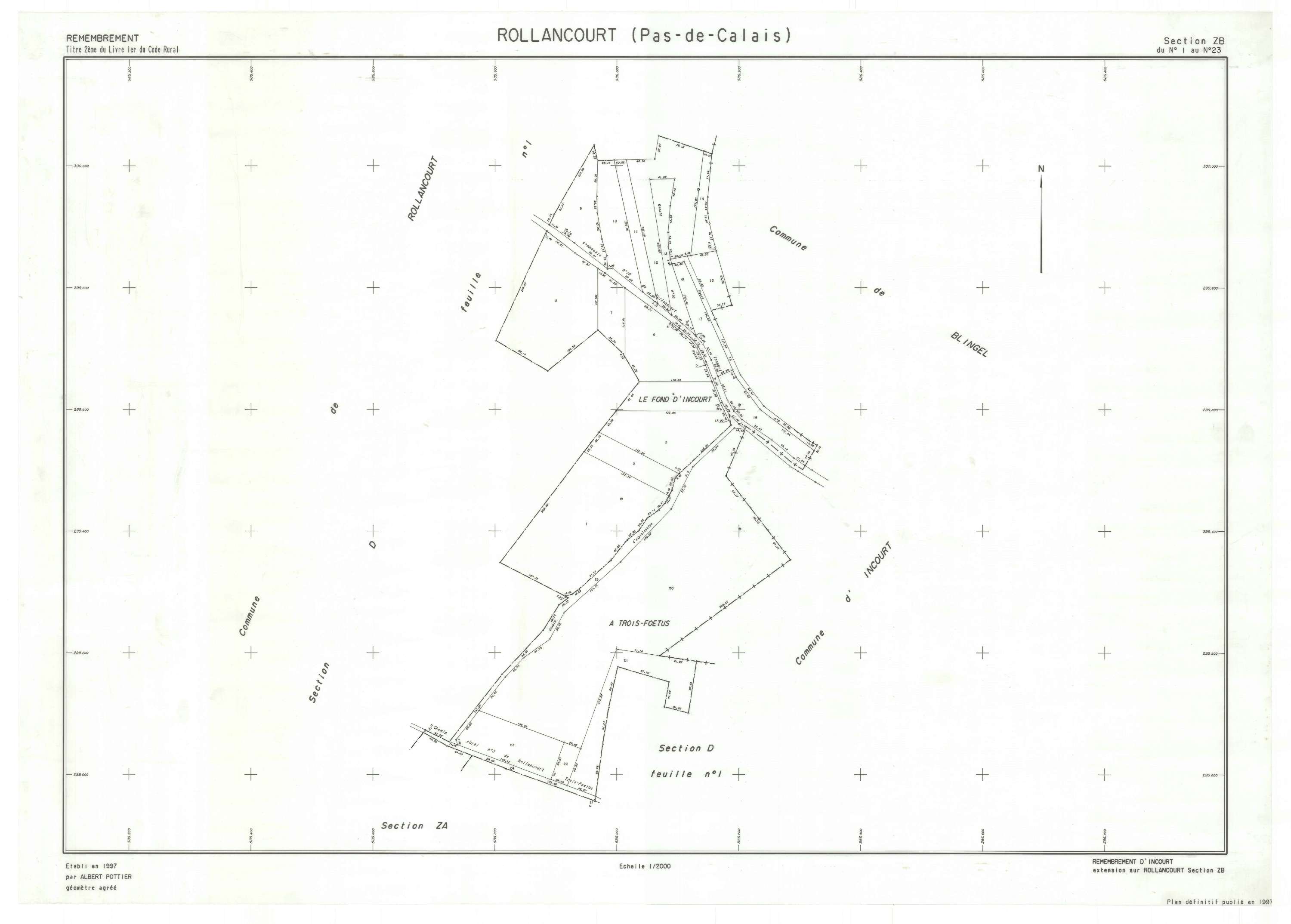 Rollancourt - Plan de remembrement : section ZB.