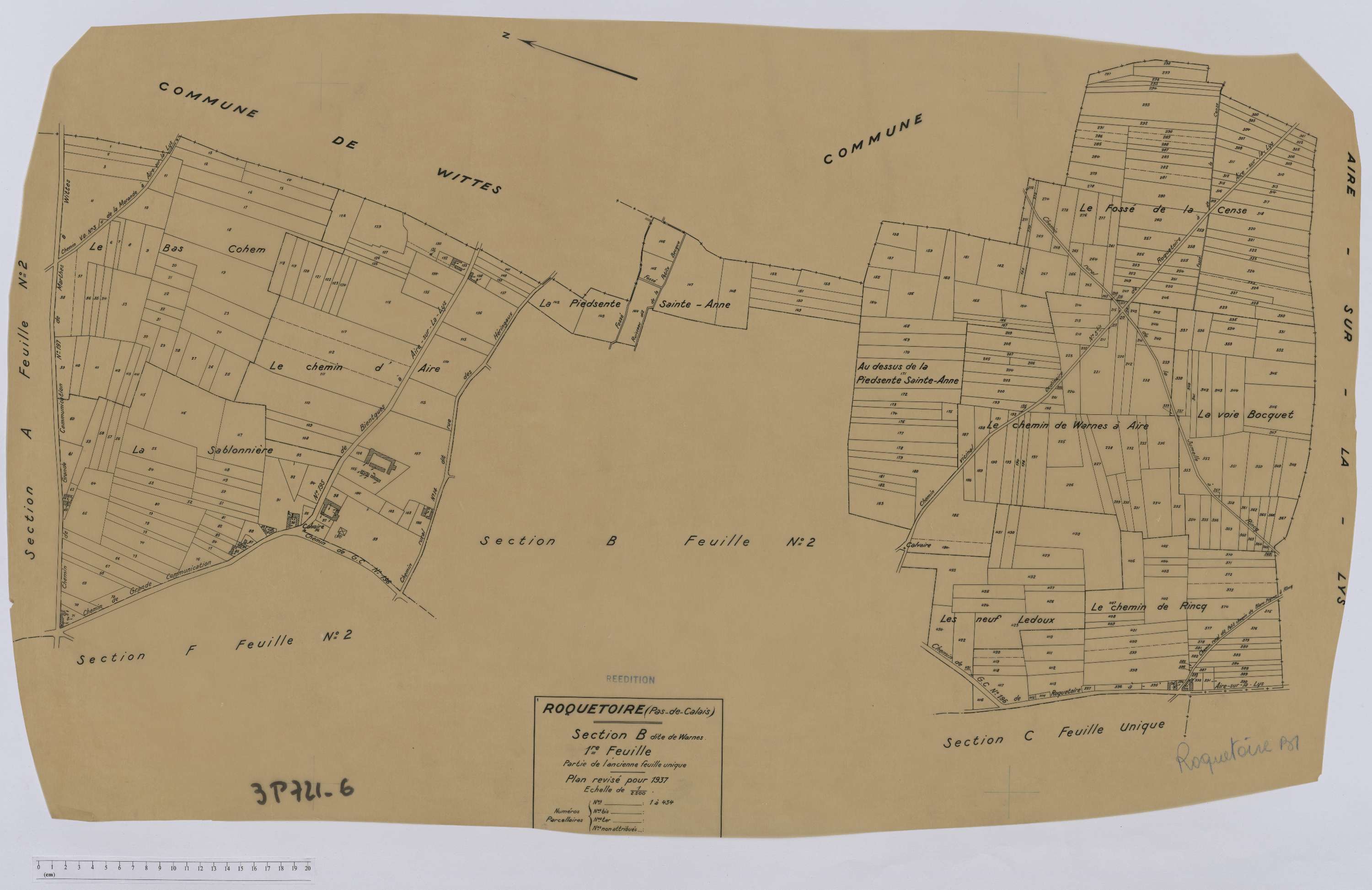 Roquetoire - Section B, feuille 1.