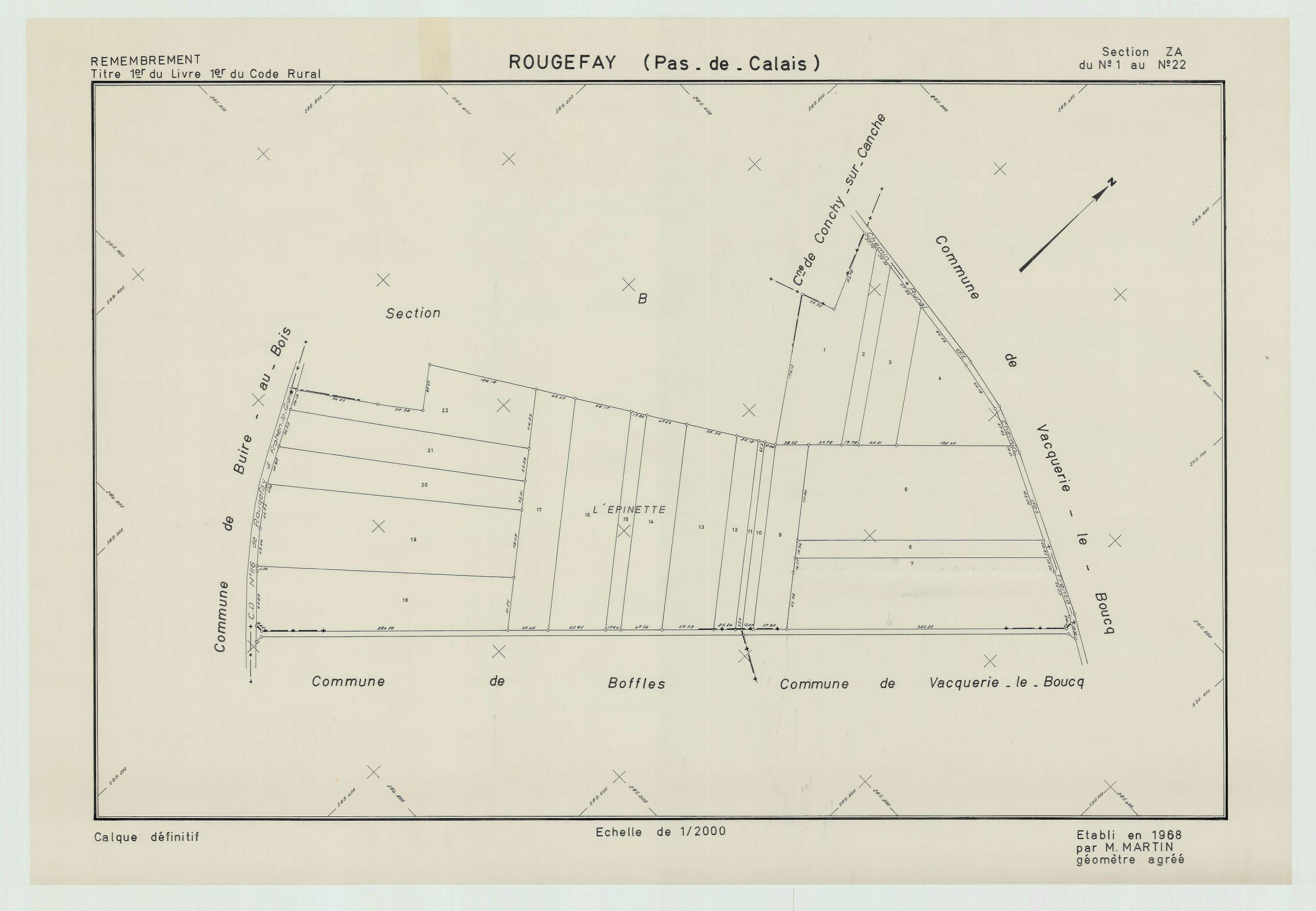 Rougefay - Plan de remembrement : section ZA.