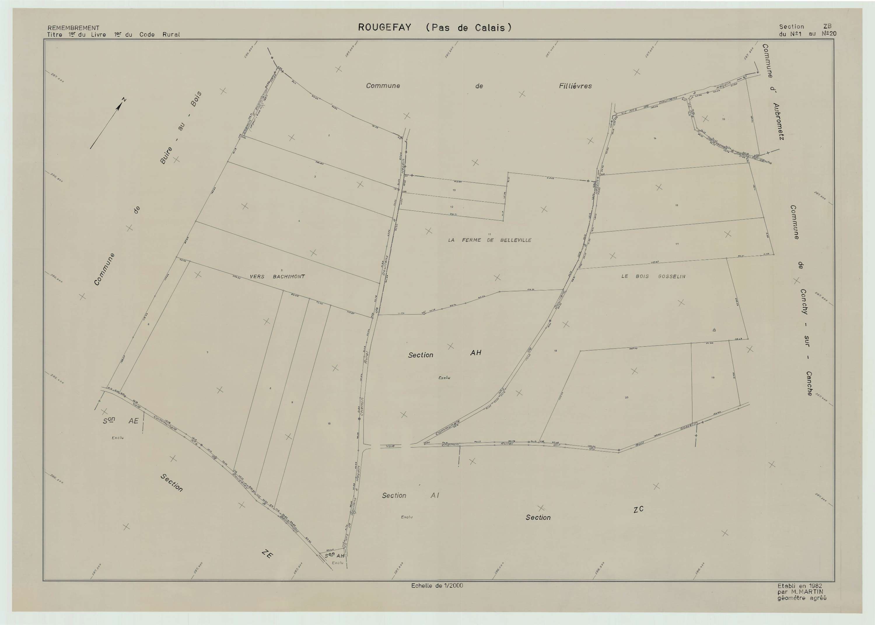 Rougefay - Plan de remembrement : section ZB.