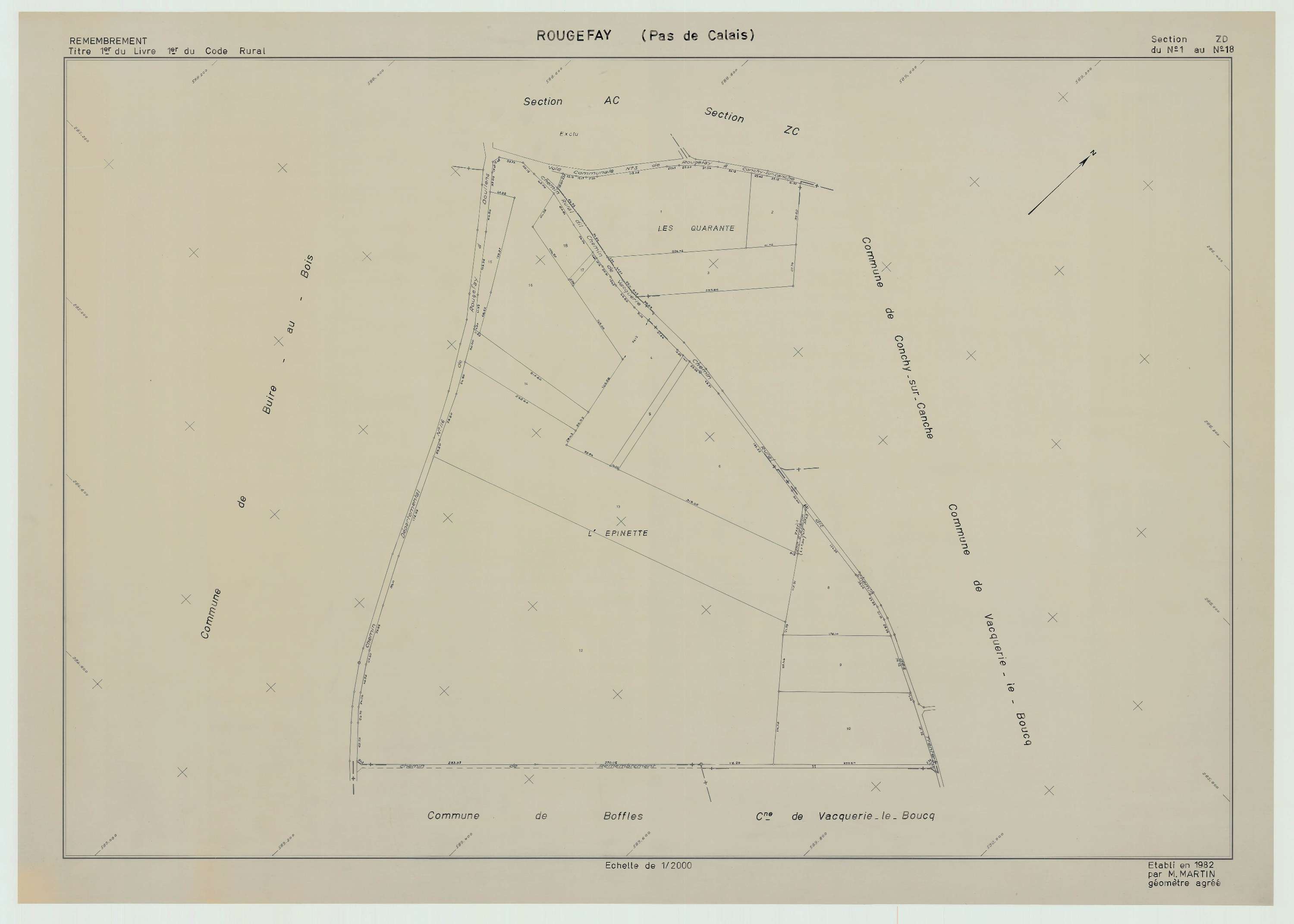 Rougefay - Plan de remembrement : section ZD.